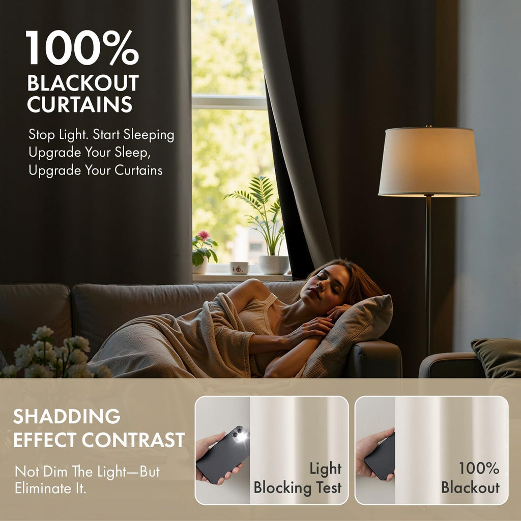 Miulee Cream 100% Blackout Curtains for Bedroom 54 Inch Length, 2 Thick Layers Thermal Insulated Short Window Curtains with Black Liner, No…