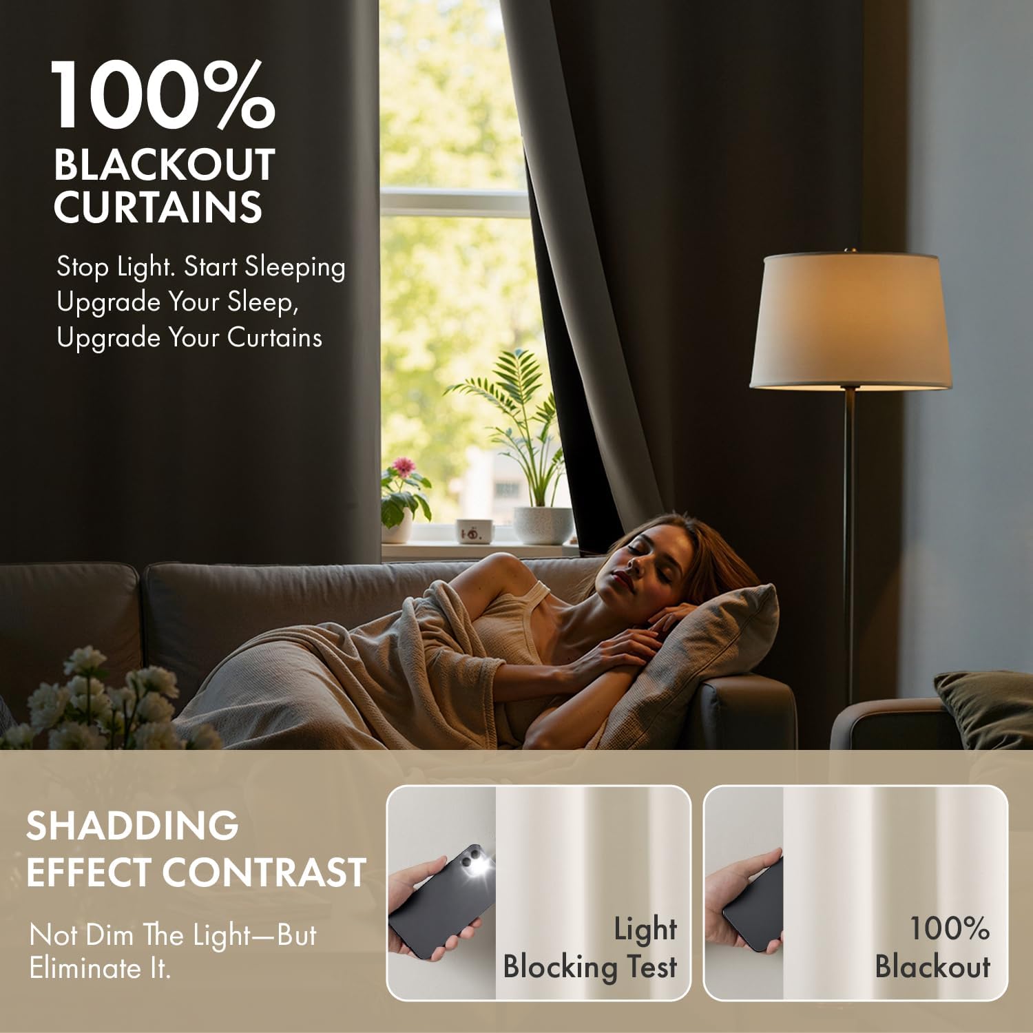 Miulee Cream 100% Blackout Curtains for Bedroom 54 Inch Length, 2 Thick Layers Thermal Insulated Short Window Curtains with Black Liner, No…