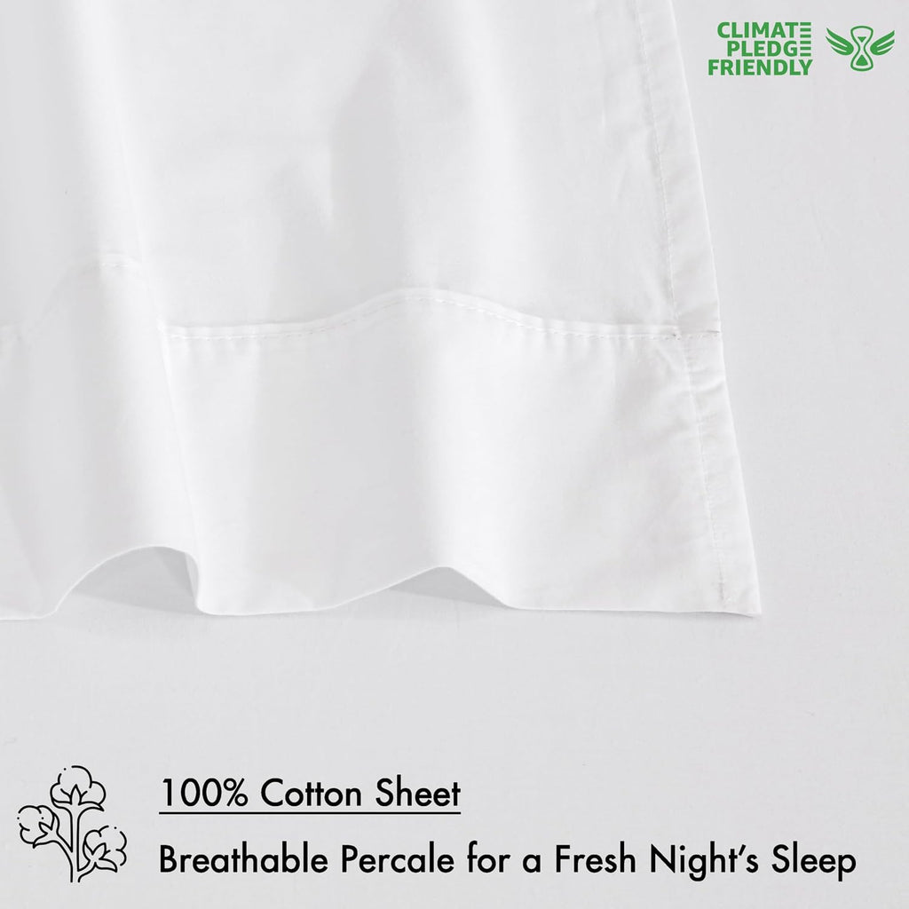 Ruvanti 100% Cotton Organic Percale Sheets Cal King Size – Crisp Cooling Bed Sheets for Hot Sleepers, Deep Pocket 13”, Soft Peach Finish, B…