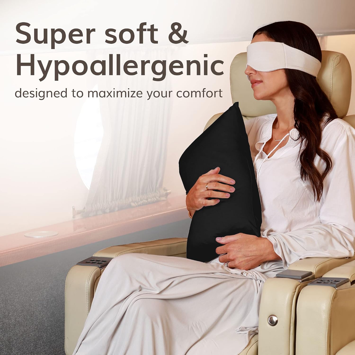 Happyluxe Odyssey Travel Pillow for Long Flights - Soft, Small, Alternative to Down and Memory Foam. 17 x 13in - Made in The USA, Jet…