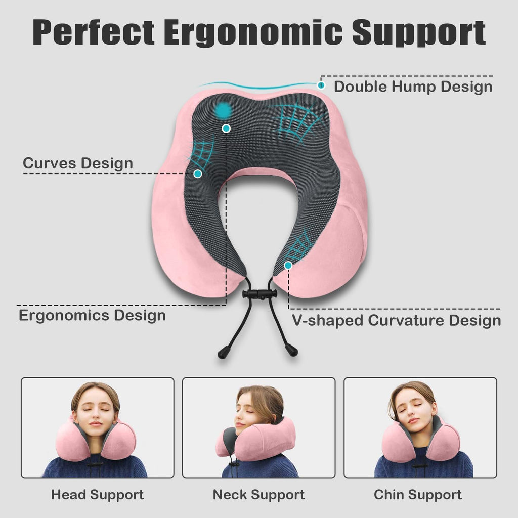 Elvodosia Travel Pillow, Memory Foam Neck Pillow for Traveling, U Shape Neck Pillow Airplane Portable Flight Pillow Travel Kit with…