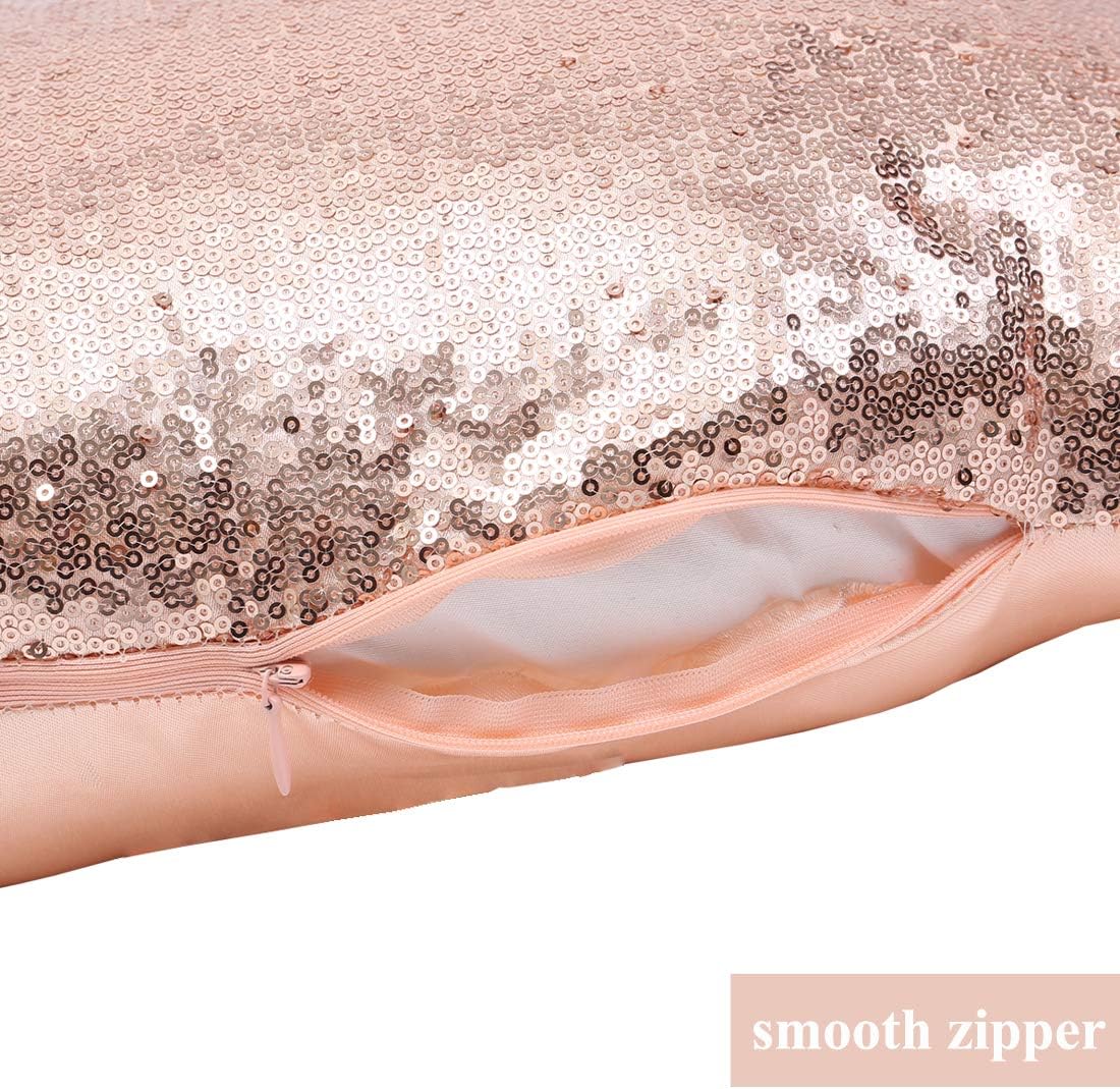 Eternal Beauty Set of 2 Sequin Decorative Pillow Cover Rose Gold Pillow Covers for Couch Throw Pillows 20 X 20 Inches