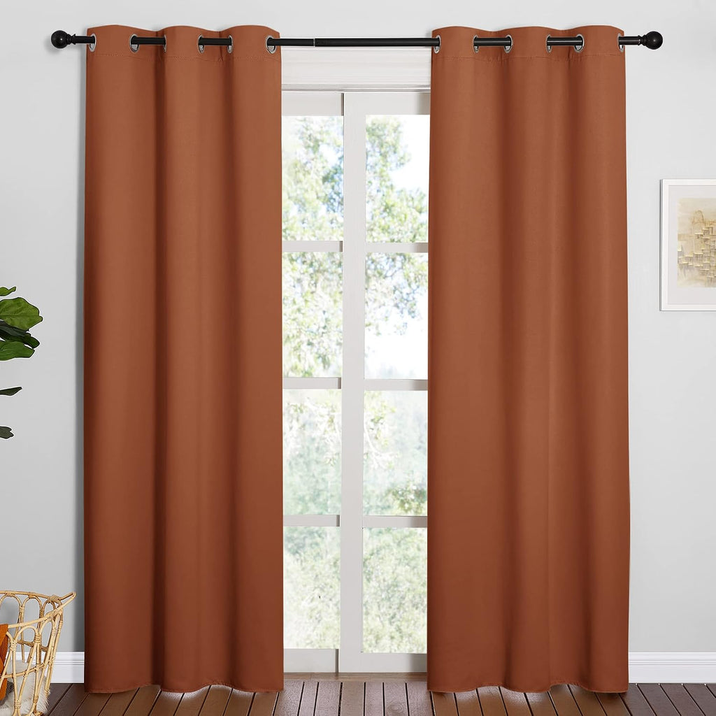 NICETOWN Nursery Essential Thermal Insulated Solid Grommet Top Blackout Curtains/Drapes for Halloween Decorations (1 Pair, 42 x 84 inches…