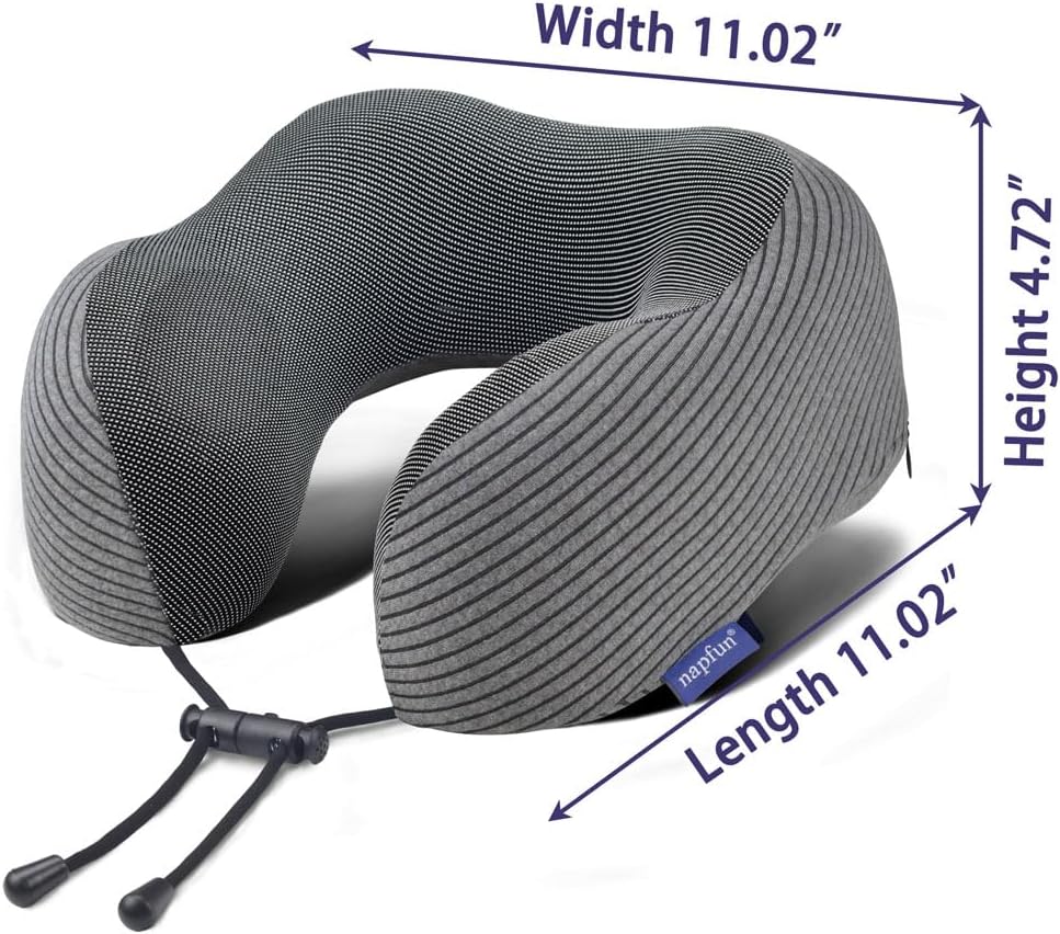 napfun Neck Pillow for Travel with Travel Pouch, Sleep Mask & Earplugs, Memory Foam Airplane Pillow for Headrest Sleep with Eyeshades…