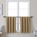 Simplebrand Ava Taupe Short 24 Inches Blackout Curtain 2 Panels Set, Half Window Rod Pocket Privacy Curtain Tiers for Kitchen, Curtains Bla…