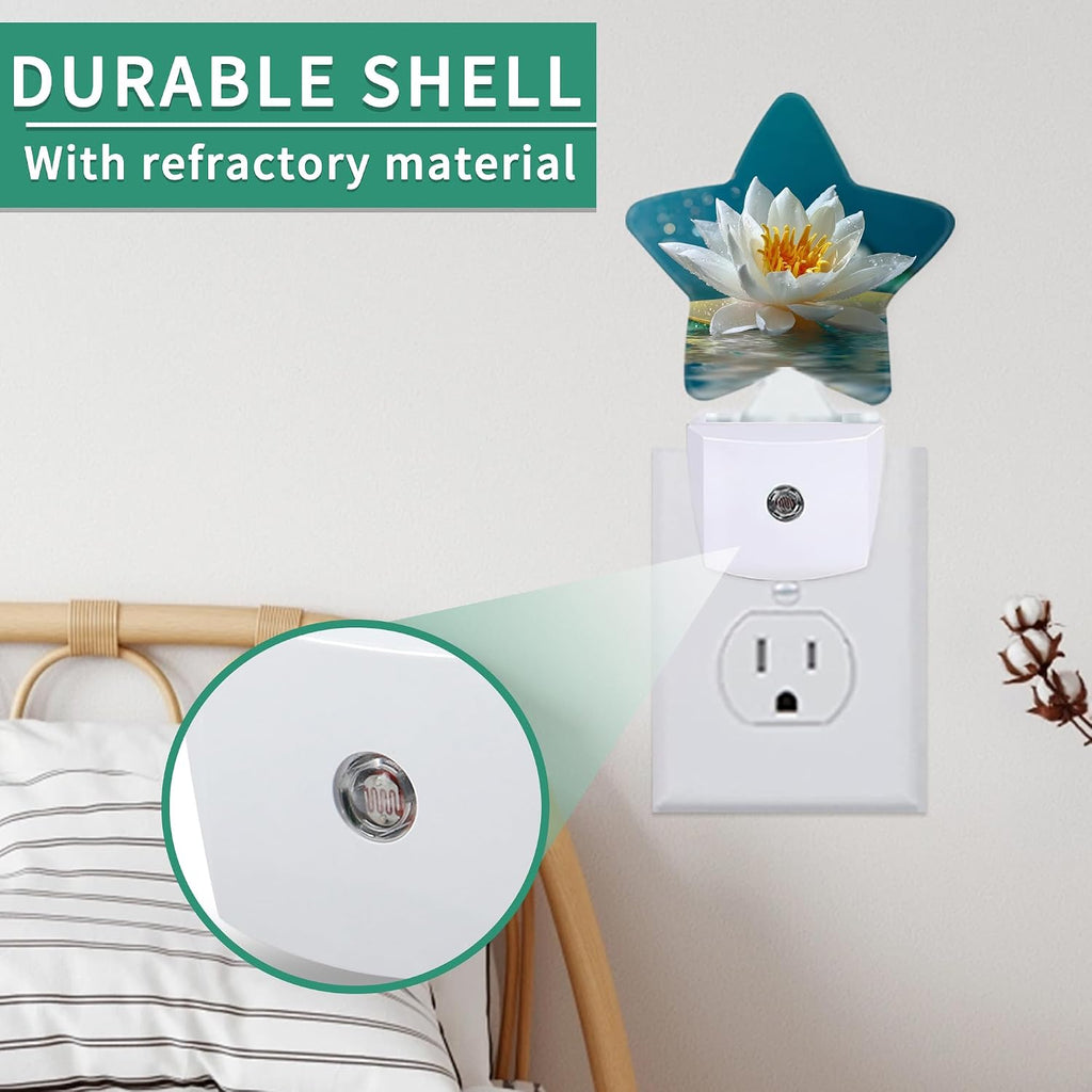 Star Night Light with Dusk to Dawn Sensor, Lotus Plug in Night Light for Kids Bedroom Nursery, Soft Warm Glow Lamp for Hallway Bathroom…