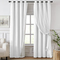 Swandream Blackout Curtains for Bedroom, Double Layer White Curtains, Black Out Curtain 90 inch Long with Sheer Overlay for Living Room, Ro…