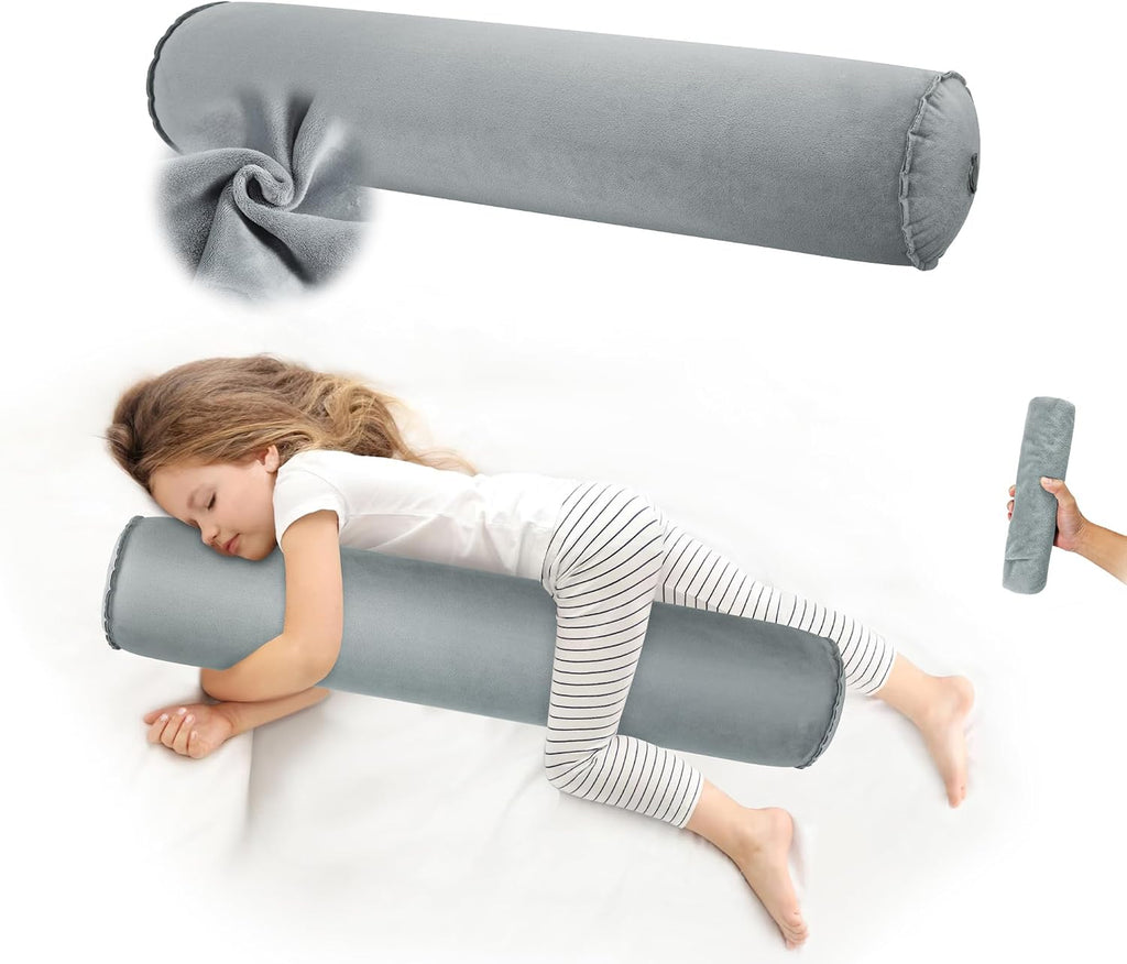 Eulant Inflatable Long Bolster Body Pillow for Adults Kids, Round Cervical Roll Cylinder Bolster Body Pillow for Hugging Sleeping, Back, Neck…