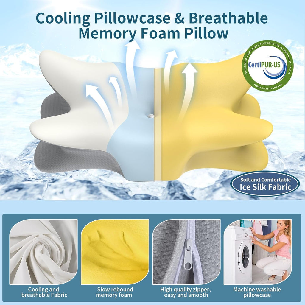 Besyodo Cervical Pillow for Neck and Shoulder - Ergonomic Neck Pillow for Sleeping, Contour Memory Foam Pillows Side Sleeper Pillow…