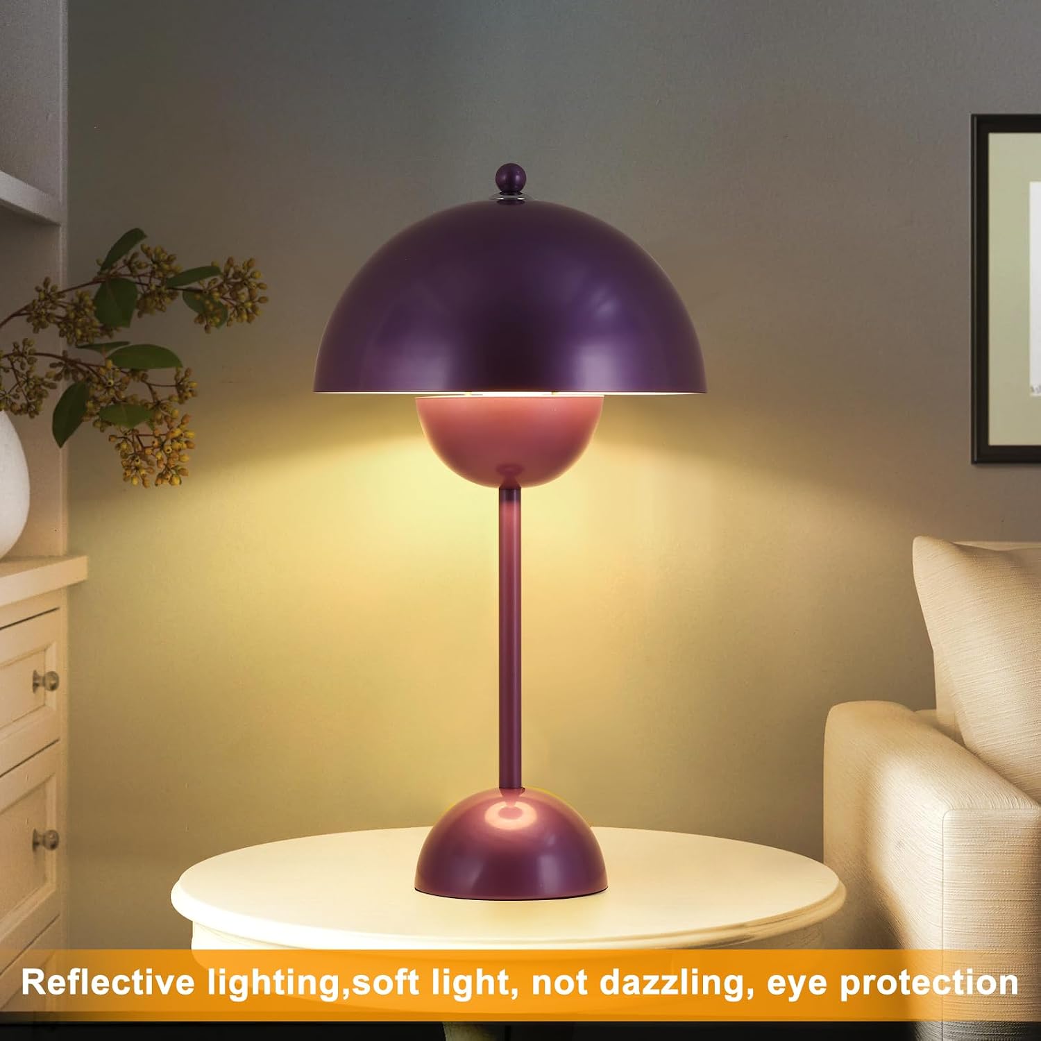 COSYLUX Modern Small Table Lamp for Bedroom, Cute Dome Shade Reflecting Light Reading Lamp for Living Room, Kid's Room, Study, Office…