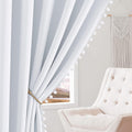 NICETOWN Pompom Window Curtains for Living Room Baby Bedroom 63 inch Thermal Insulated Short Blackout Rod Pocket Window Curtains for…