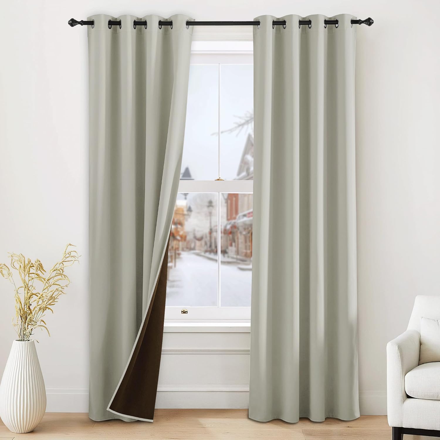 NICETOWN Grommet Blackout Curtains for Bedroom and Living Room - 2 Panels Set Thermal Insulated Smart Room Darkening Plylux Curtains for…