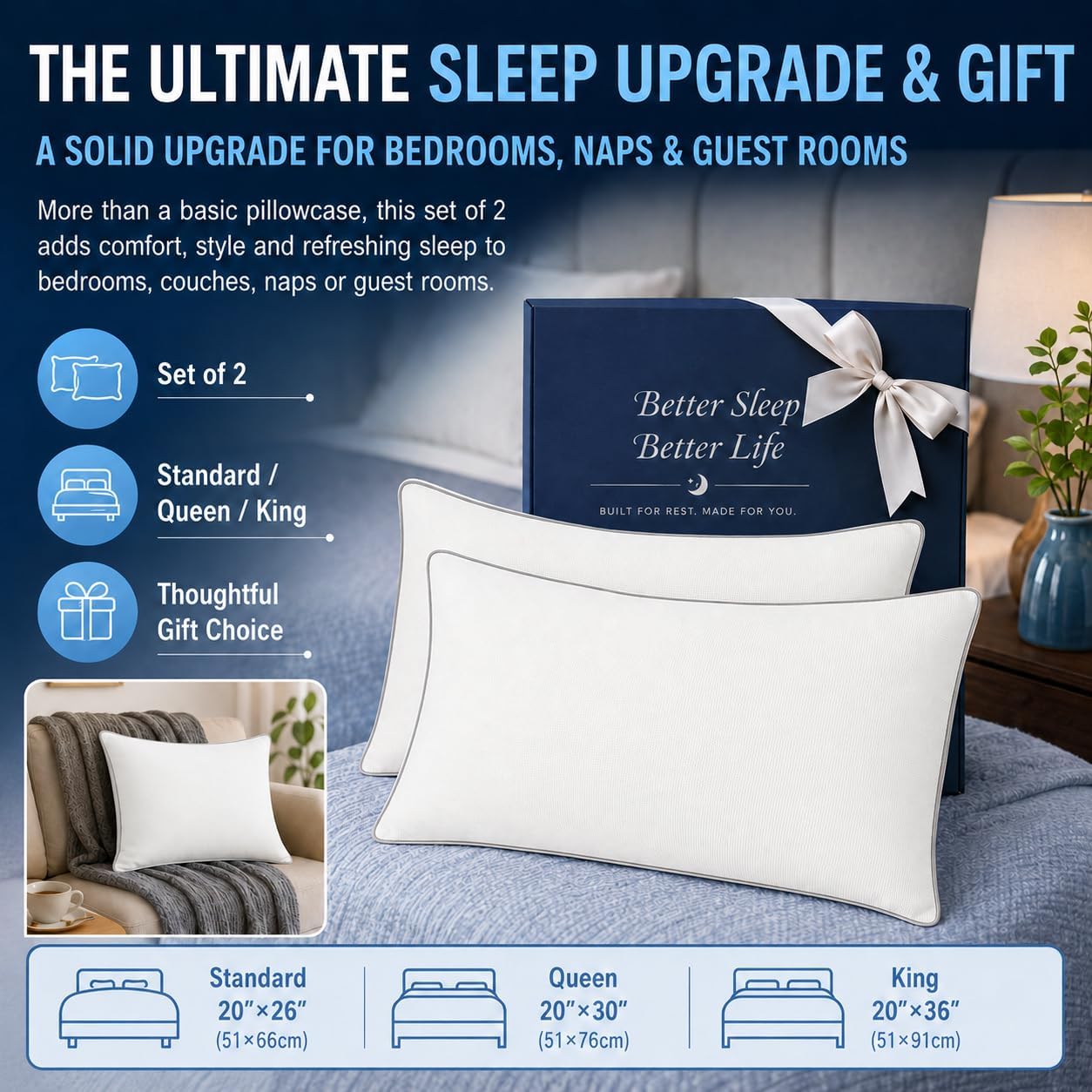 Cieltown Cooling Pillow Cases for Hot-Sleepers: Q-Max ≥0.4 Nylon Spandex Cool-to-Touch for Night Sweats - Waffle Weave for Dry & Com…