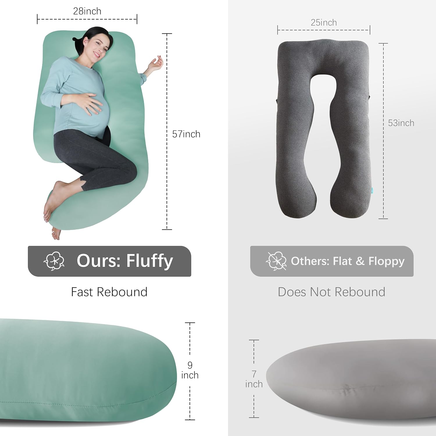 Moonpark MOON PARK Pregnancy Pillows for Sleeping - U Shaped Full Body Maternity Pillow with Removable Cover - Support for Back, Legs, Bell…