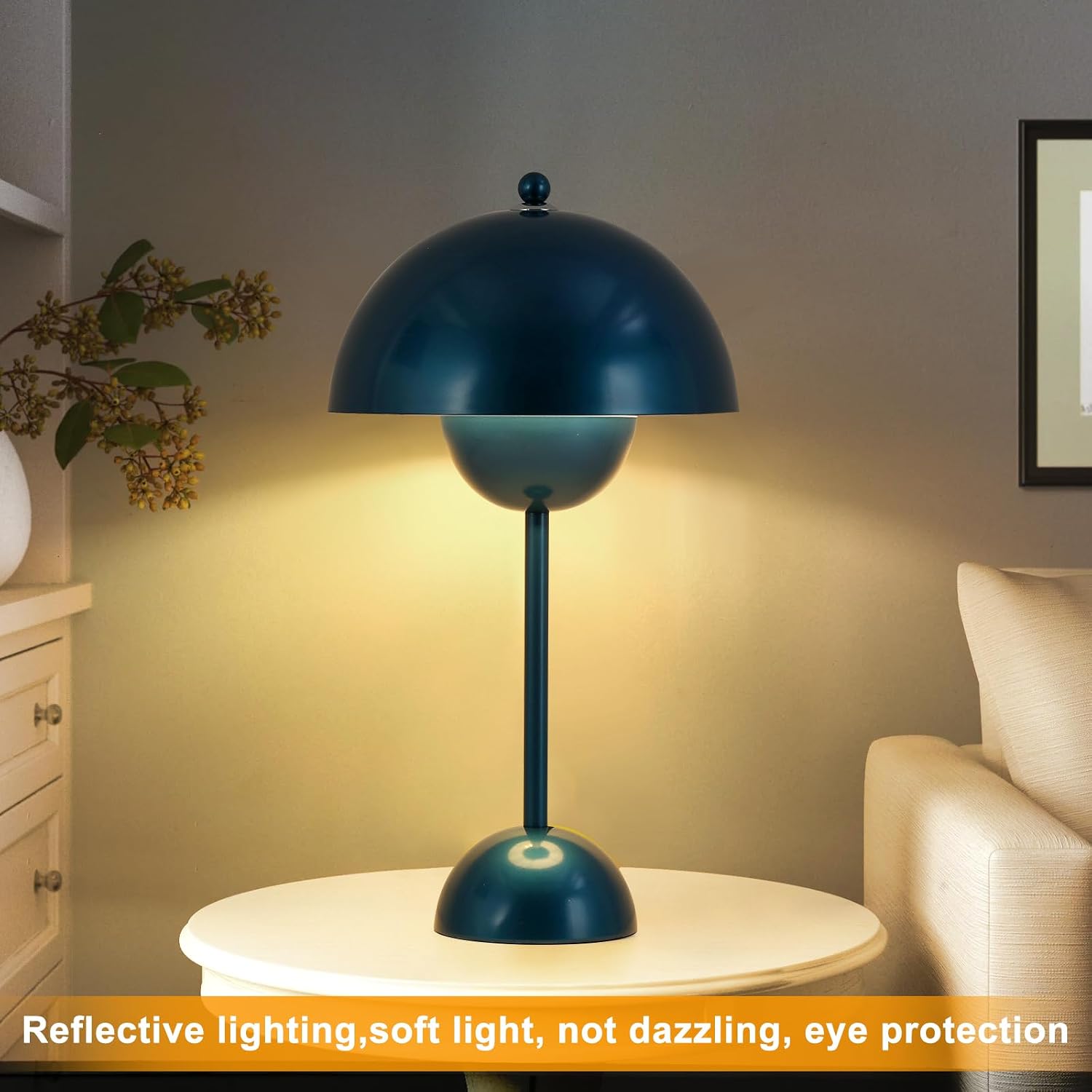 COSYLUX Modern Small Table Lamp for Bedroom, Cute Dome Shade Reflecting Light Reading Lamp for Living Room, Kid's Room, Study, Office…