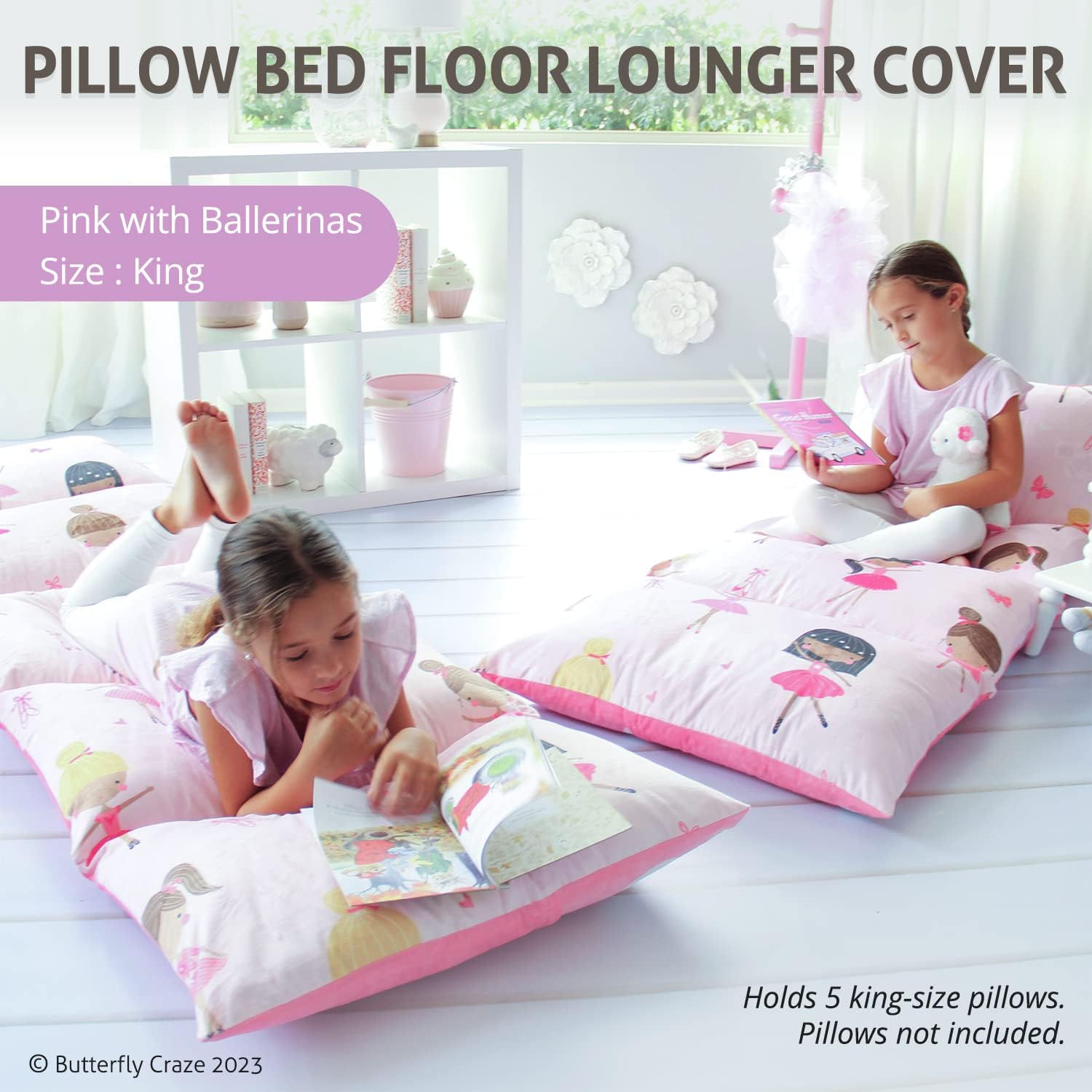 ButterflyCraze Butterfly Craze Floor Lounger Cover - Machine Washable Floor Mattress Cover - Versatile Seating & Sleeping Pad Alternative -…