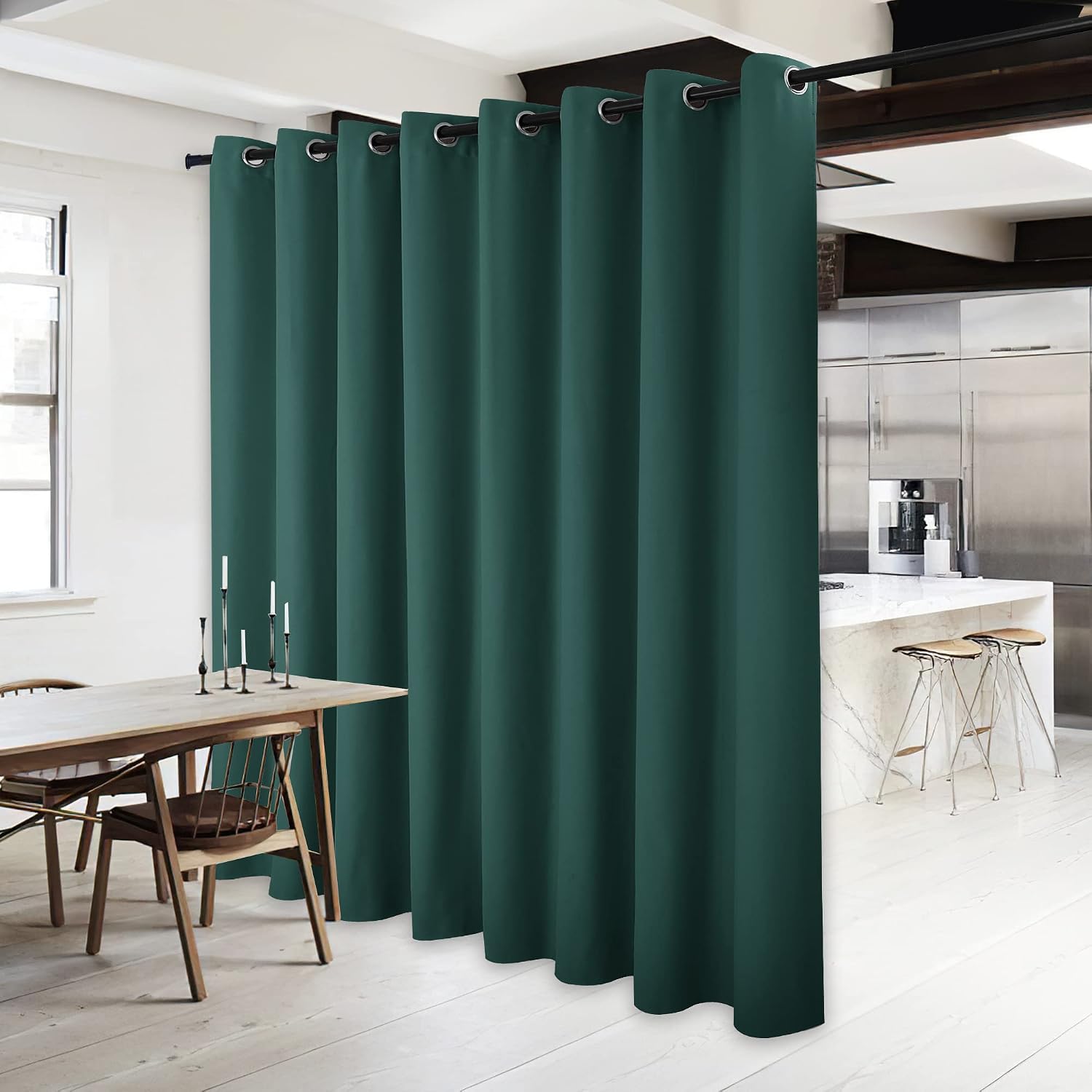 NICETOWN Patio Glass Door Panel - 120" W x 84" L, Hunter Green, Blackout Curtain for Bedroom/Living Room, Privacy Panel Drape