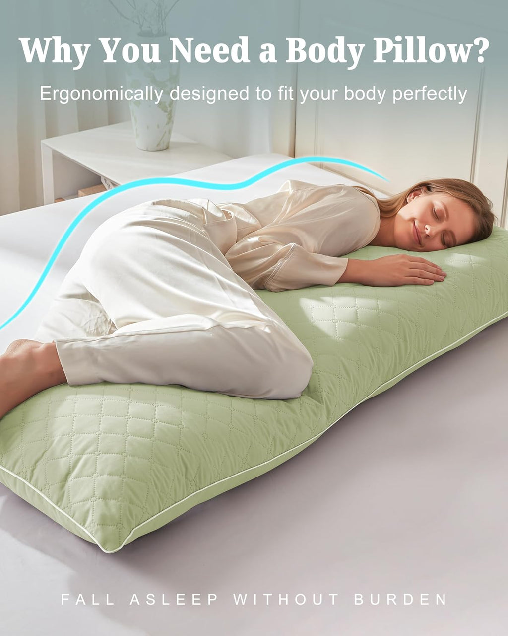 YZ HOME Long Body Pillow for Adults, Firm Body Pillow Shredded Memory Foam, Adjustable Height, Support for Side Sleeping & Pregnant…