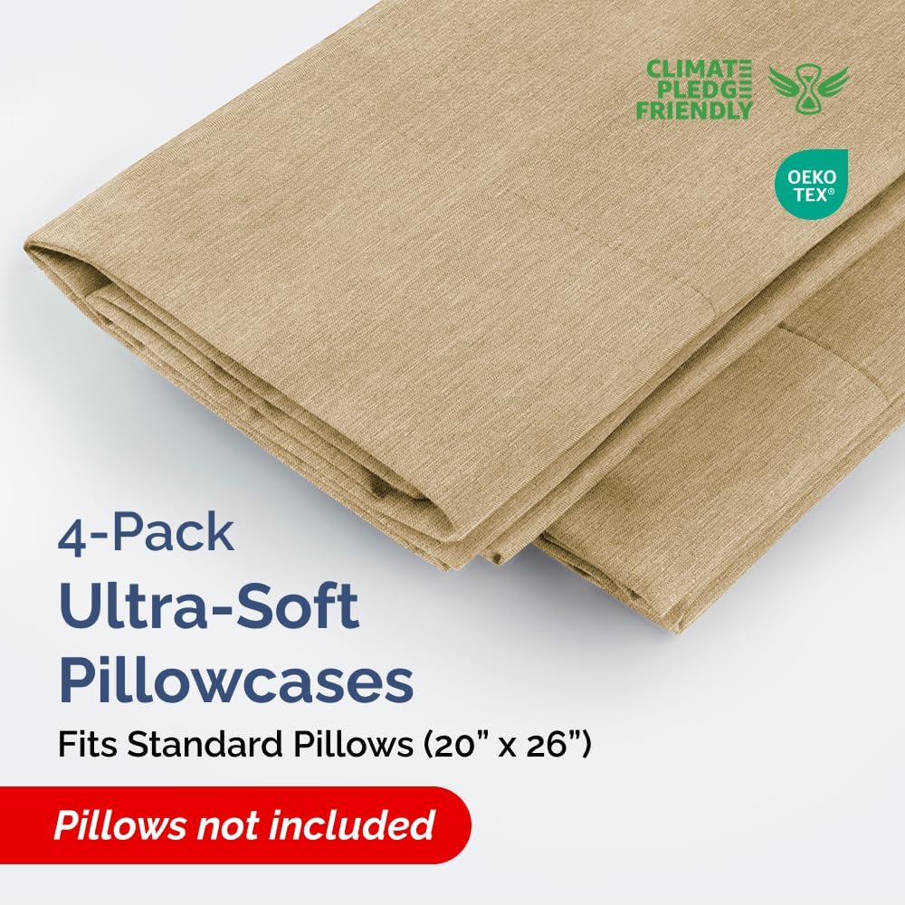 Standard Pillow Cases Set of 4 - Ultra Soft Hotel Quality Pillowcase Covers - Comfy Bedding for Women, Men, Kids & Teens - Machine…