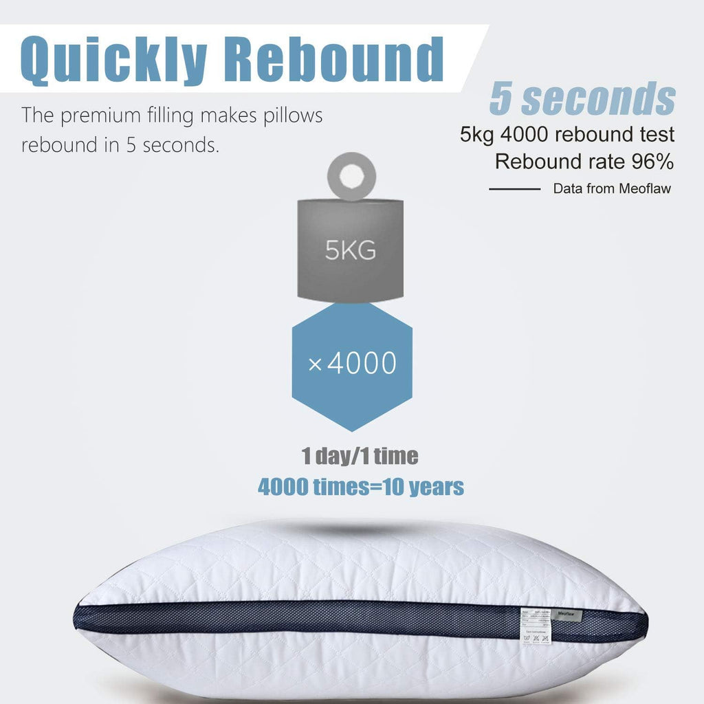 Meoflaw Pillows for Sleeping (4-Pack), Luxury Hotel Pillows Queen Size Set of 4, Bed Pillows for Side and Back Sleeper (Queen) blue