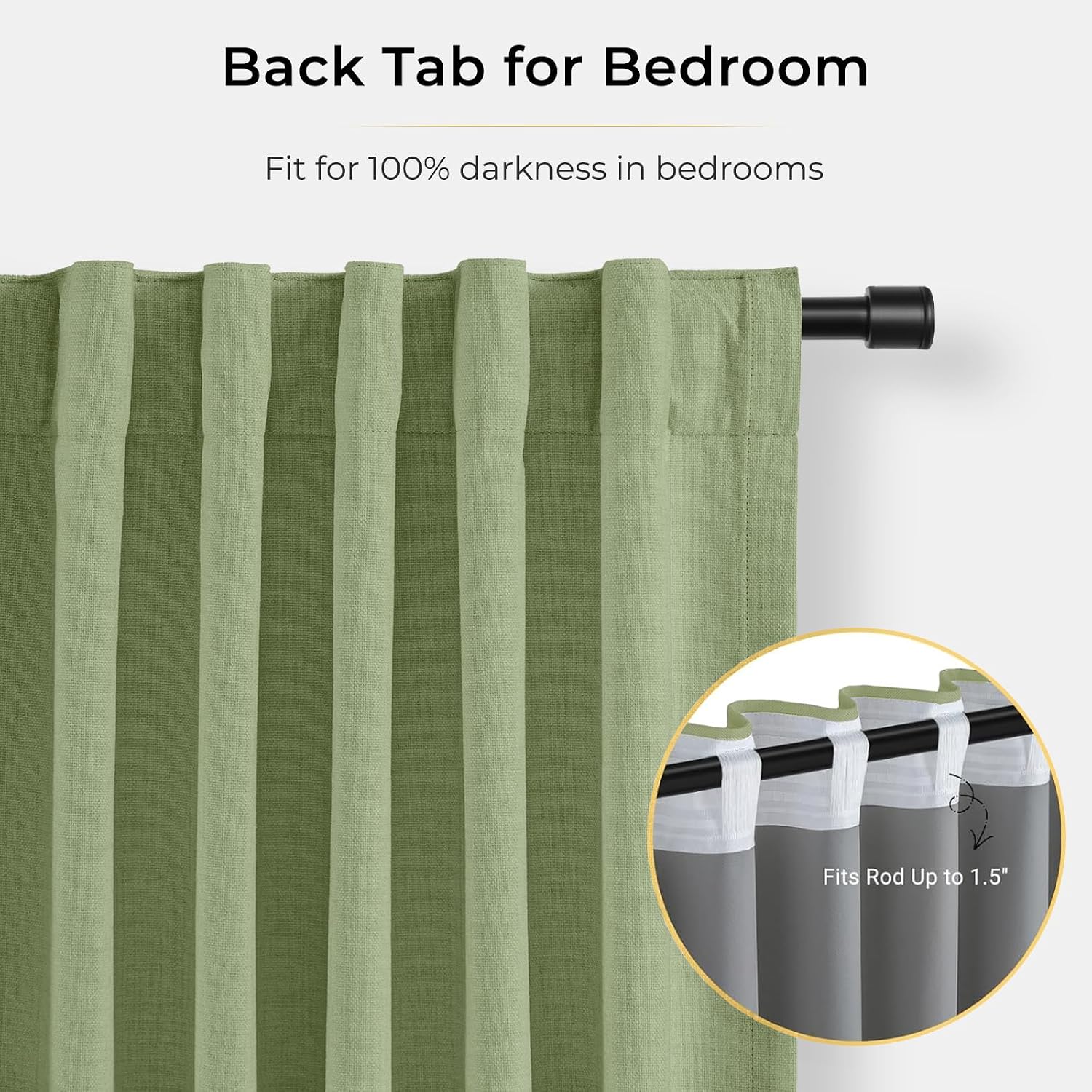 INOVADAY 100% Blackout Curtains for Bedroom, Black Out Curtains 84 Inch Long, Clip Rings Linen Blackout Drapes, Thermal Insulated Room…