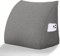 Wedge Headboard Pillow Reading Pillows for Sitting in Bed Adult Backrest Cushion with Removable Cover Side Pockets Sofa Grey Polyester