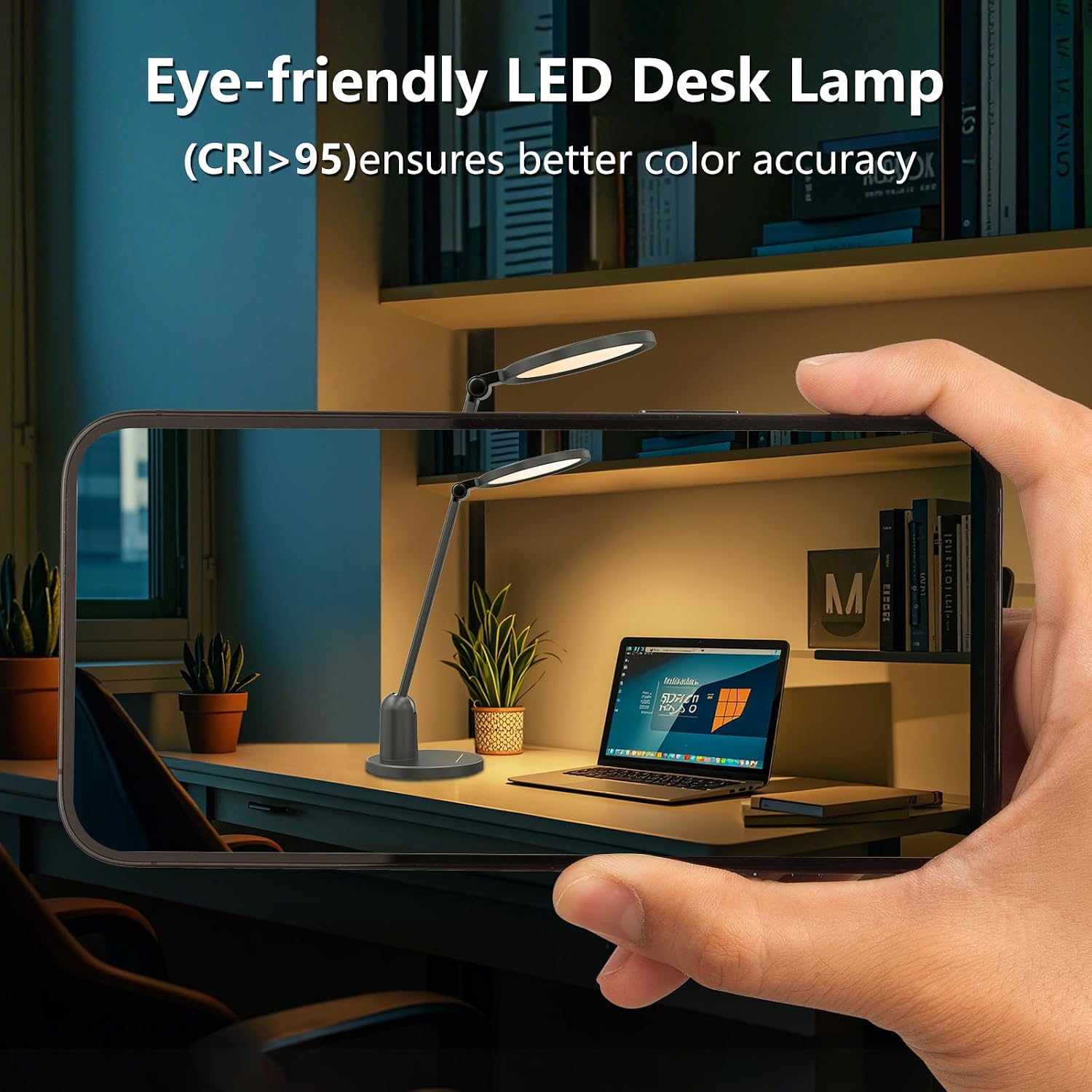 Desk Lamps for Home Office with Stable Base, 1000LM Ultra Bright Eye-Caring LED Desk Light, 3000K-6000K Dimmable Table Lamp with Stepless…