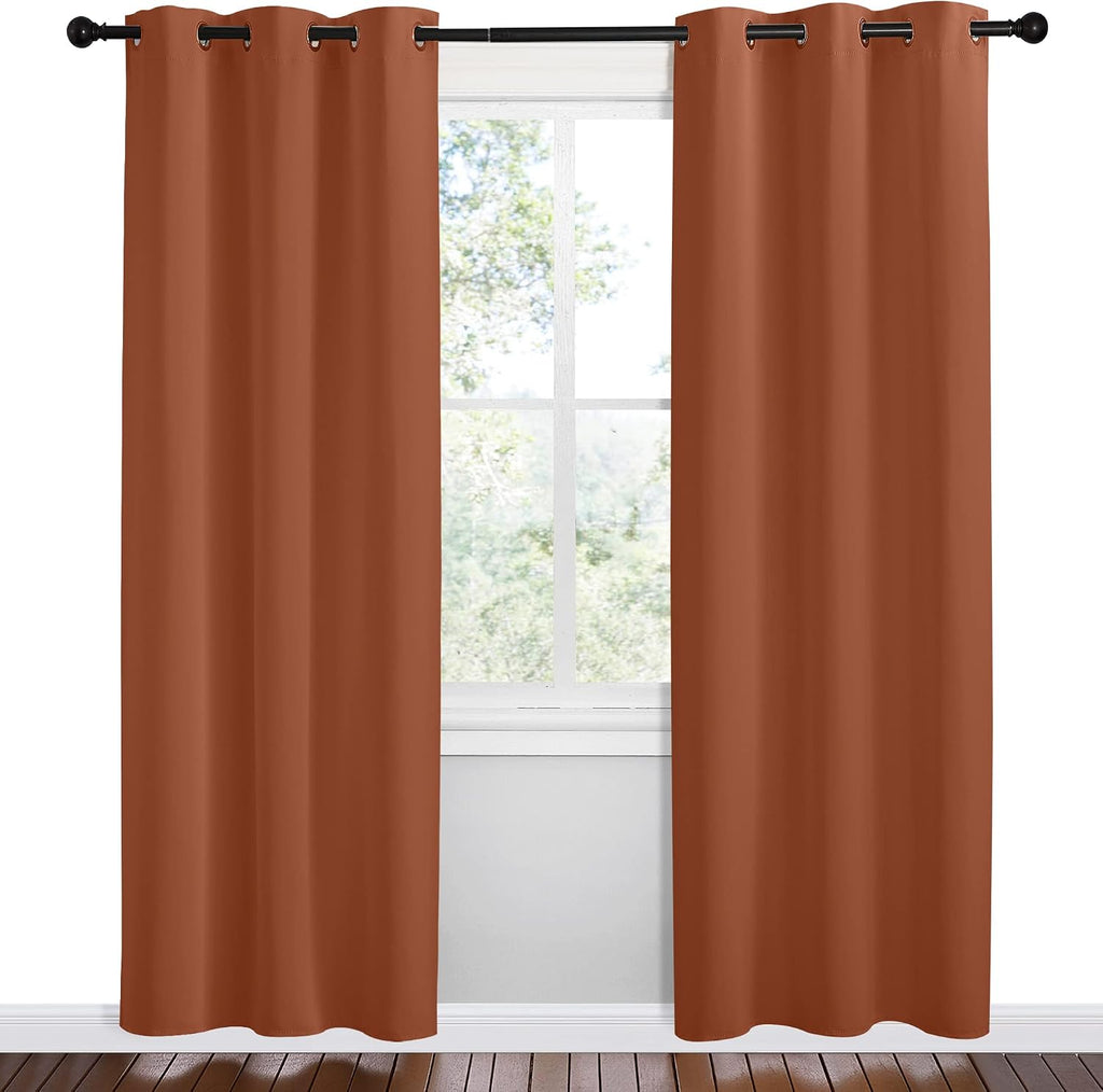 NICETOWN Bedroom Small Blackout Curtains 78 inches Long, Burnt Orange, 1 Pair, 42 x 78 inches, Privacy and Thermal Insulated Blackout…