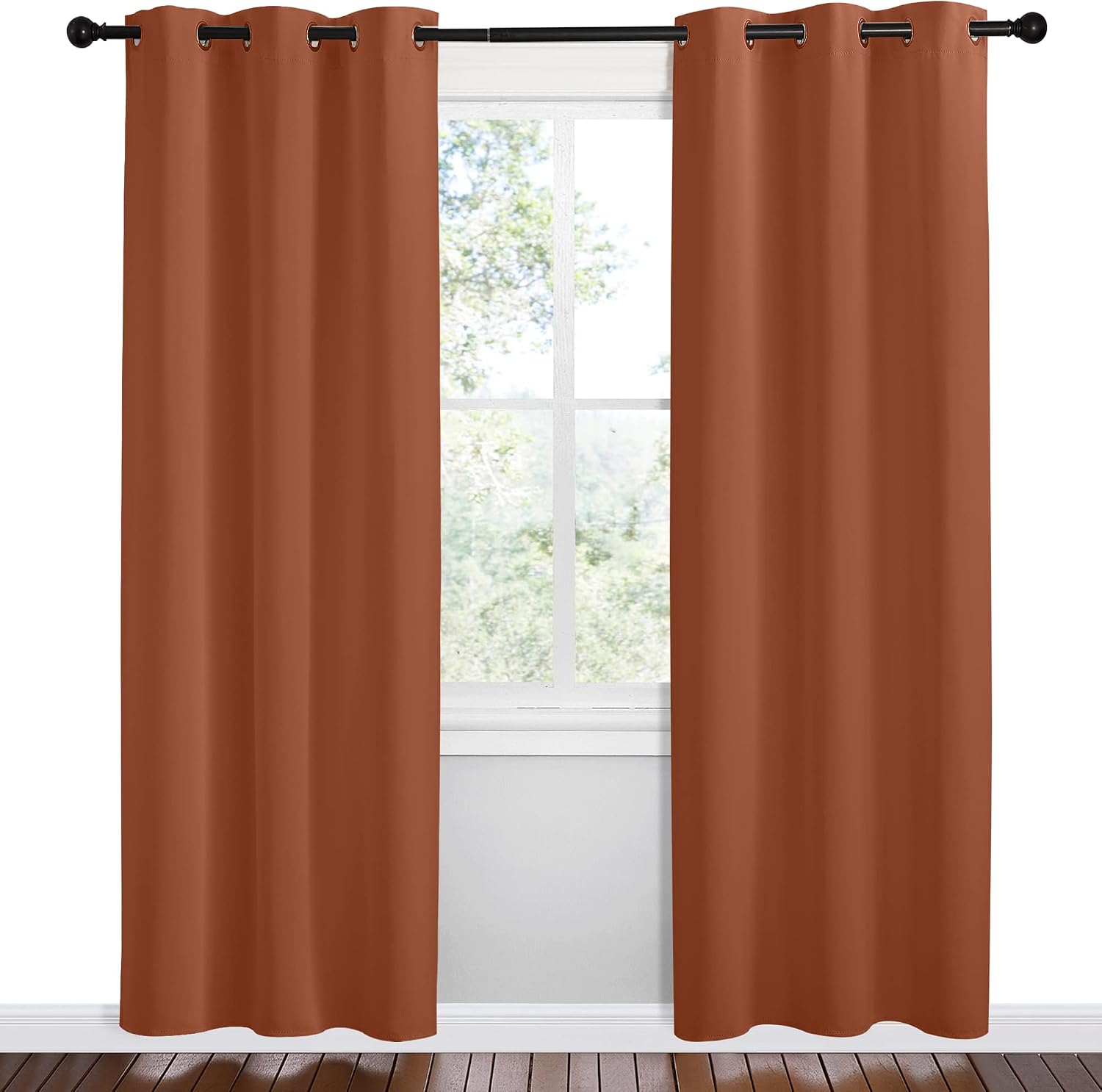 NICETOWN Bedroom Small Blackout Curtains 78 inches Long, Burnt Orange, 1 Pair, 42 x 78 inches, Privacy and Thermal Insulated Blackout…
