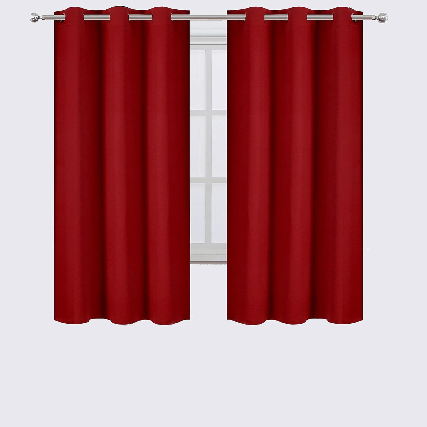 Lemomo Red Blackout Curtains 42 x 63 Inch/Red Curtains Set of 2 Panels/Room Darkening Bedroom Curtains 63 Inch Red