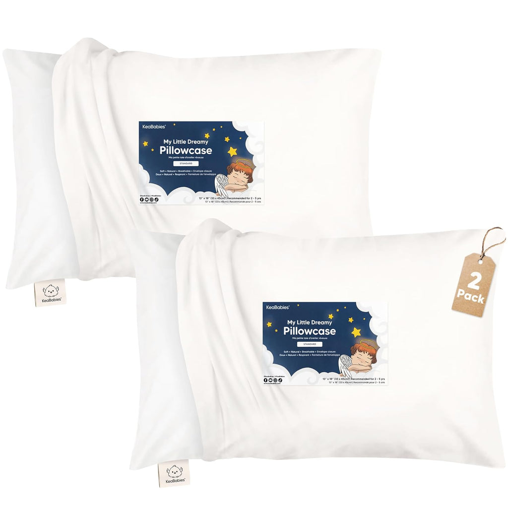 KeaBabies Toddler Pillowcase 13x18 – 2-Pack Organic Cotton Toddler Pillowcase for Kids, Boys, Girls, Soft & Durable Cotton Cover for Miniat…