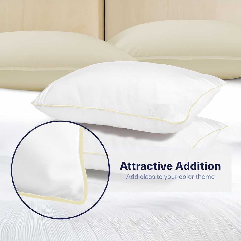 KickoffHome Kickoff Viscose Bamboo Pillowcase, Queen, Set of 2, 100% Organic Hidden Zippered Viscose Bamboo Pillow Case Queen Size, Cooling…