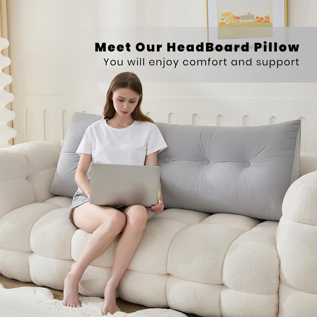 Zelladorra Headboard Pillow for Bed, Triangular Wedge Pillow Headboard Soft Support While Reading and Resting, Bed Bolster Cushion…