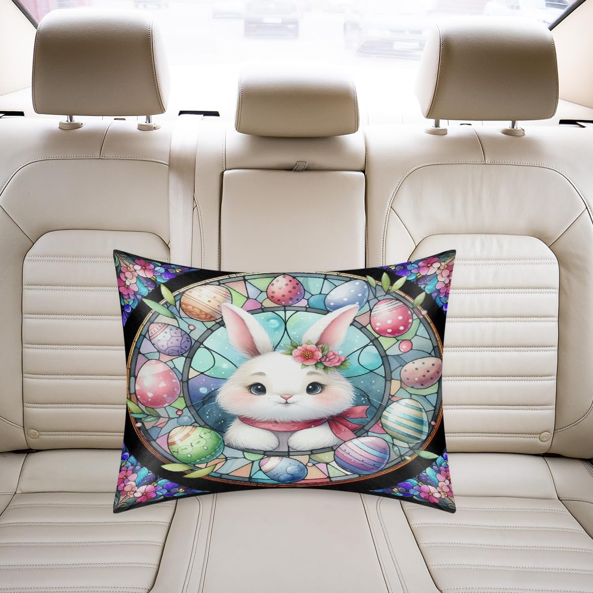 Easter Cute Bunny Satin Silk Pillowcase for Hair and Skin Pillow Cases Standard Size Soft Silk Pillow Case with Envelope Closure Print…