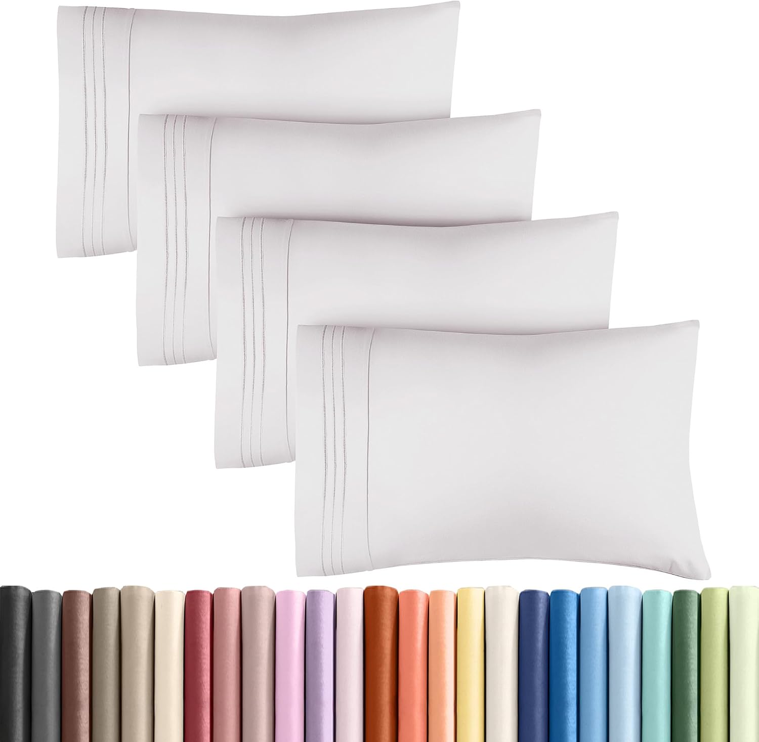 Queen Pillow Cases Set of 4 - Ultra Soft Hotel Quality Pillowcase Covers - Comfy, Cozy & Wrinkle Free - Shrinkage and Fade Resistant…