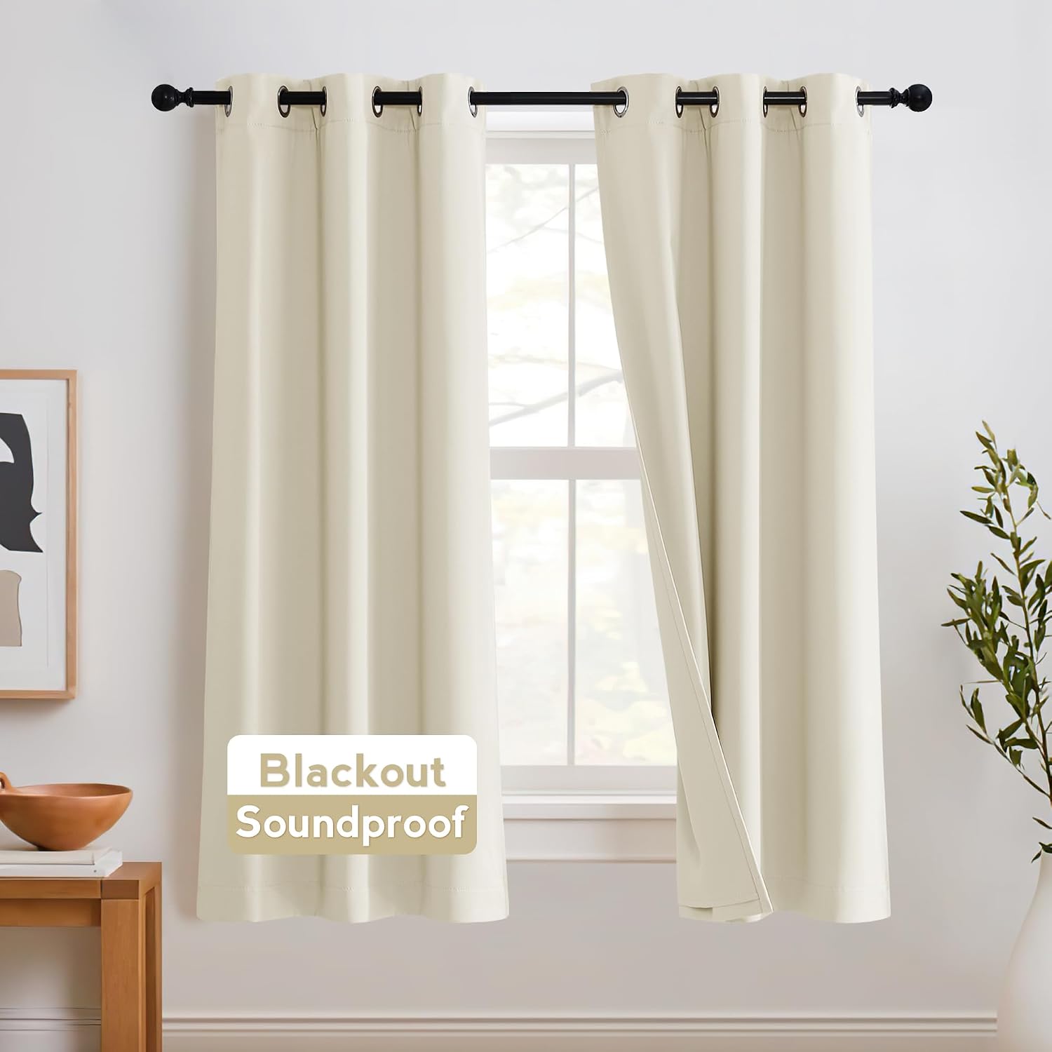 Rybhome RYB HOME Totally Privacy Curtains for Bathroom, Noise Reducing 3 Layers Heavy Grommet Blackout Curtains for Small Bedroom Window Th…