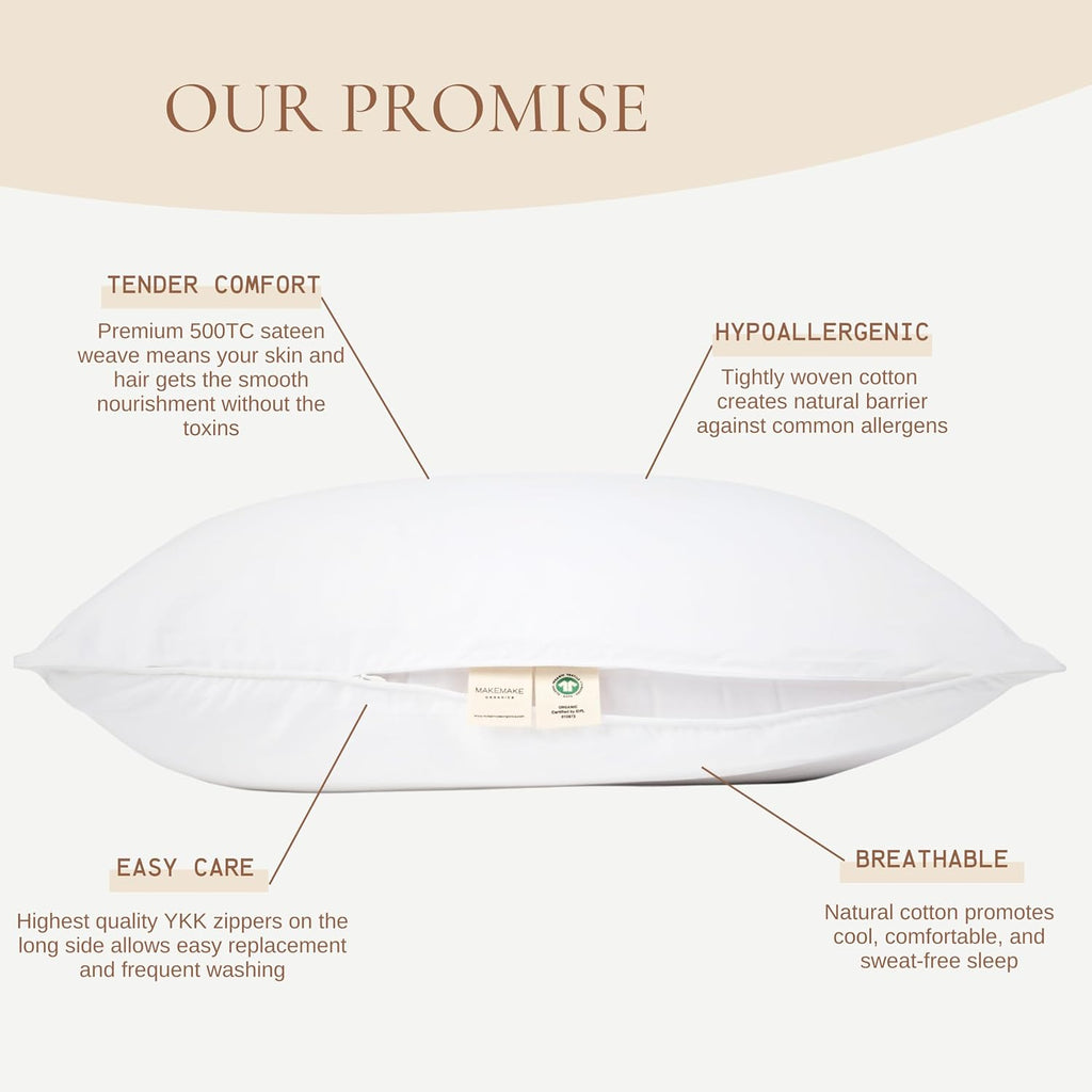 MakemakeOrganics Makemake Organics Organic Body Pillow Case Zippered (Pack of 1) GOTS Certified Organic Cotton Body Pillow Protector Zipper…