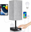Bedside Table Lamp for Bedroom - Touch Small Lamp with USB C+A Charging Ports & AC Outlets, 3 Way Dimmable Nightstand Light for Living…