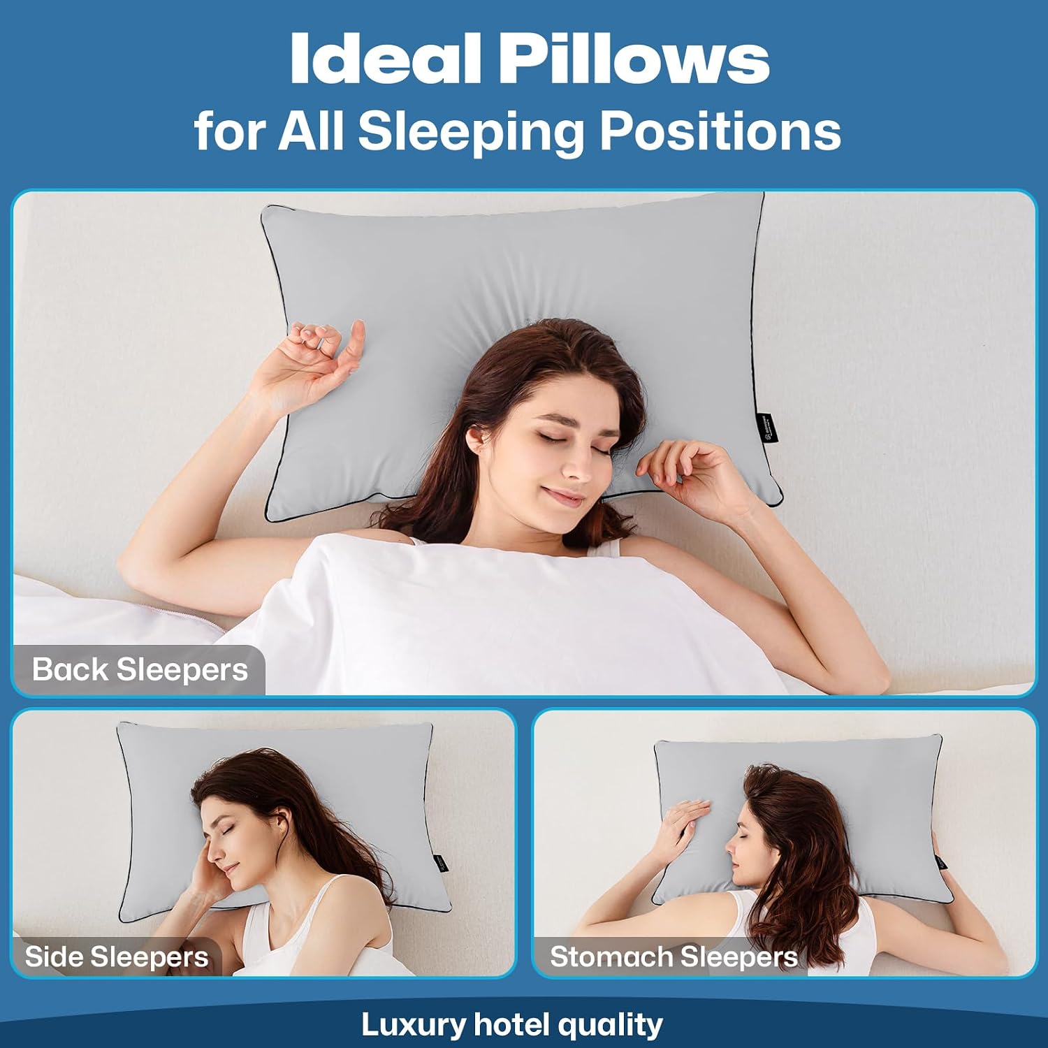 GOHOME Pillows Standard Size Set of 4 - Bed Pillows for Sleeping 4 Pack, Cooling Supportive Hotel Pillows with Premium Soft Down…