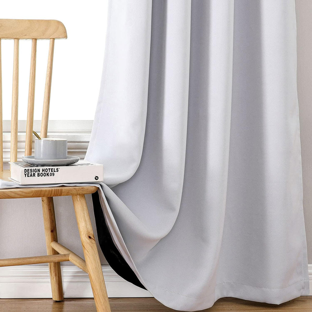 ChrisDowa 100% Blackout Curtains for Bedroom with Black Liner, 2 Thick Layers Total Blackout Thermal Insulated Grommet Small Window Curtain…