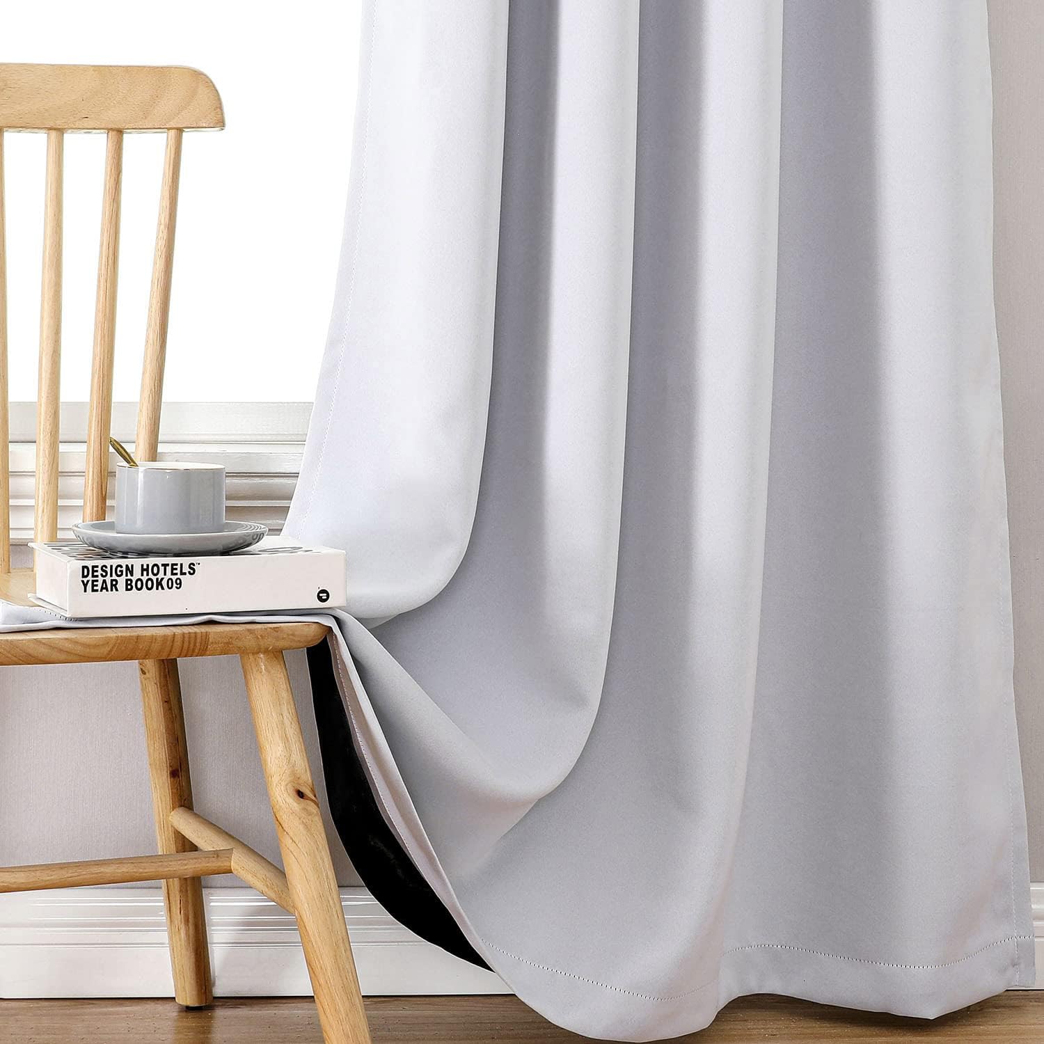 ChrisDowa 100% Blackout Curtains for Bedroom with Black Liner, 2 Thick Layers Total Blackout Thermal Insulated Grommet Small Window Curtain…