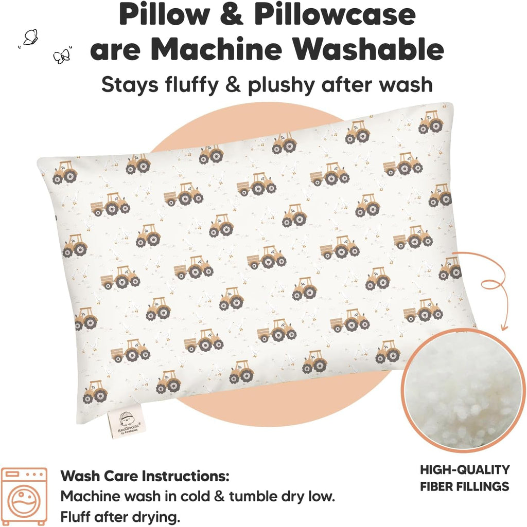 Toddler Pillow with Pillowcase - 13x18 My Little Dreamy Kids Travel Bed Pillows for Sleeping, Organic Cotton Small Pillowcase, Soft &…