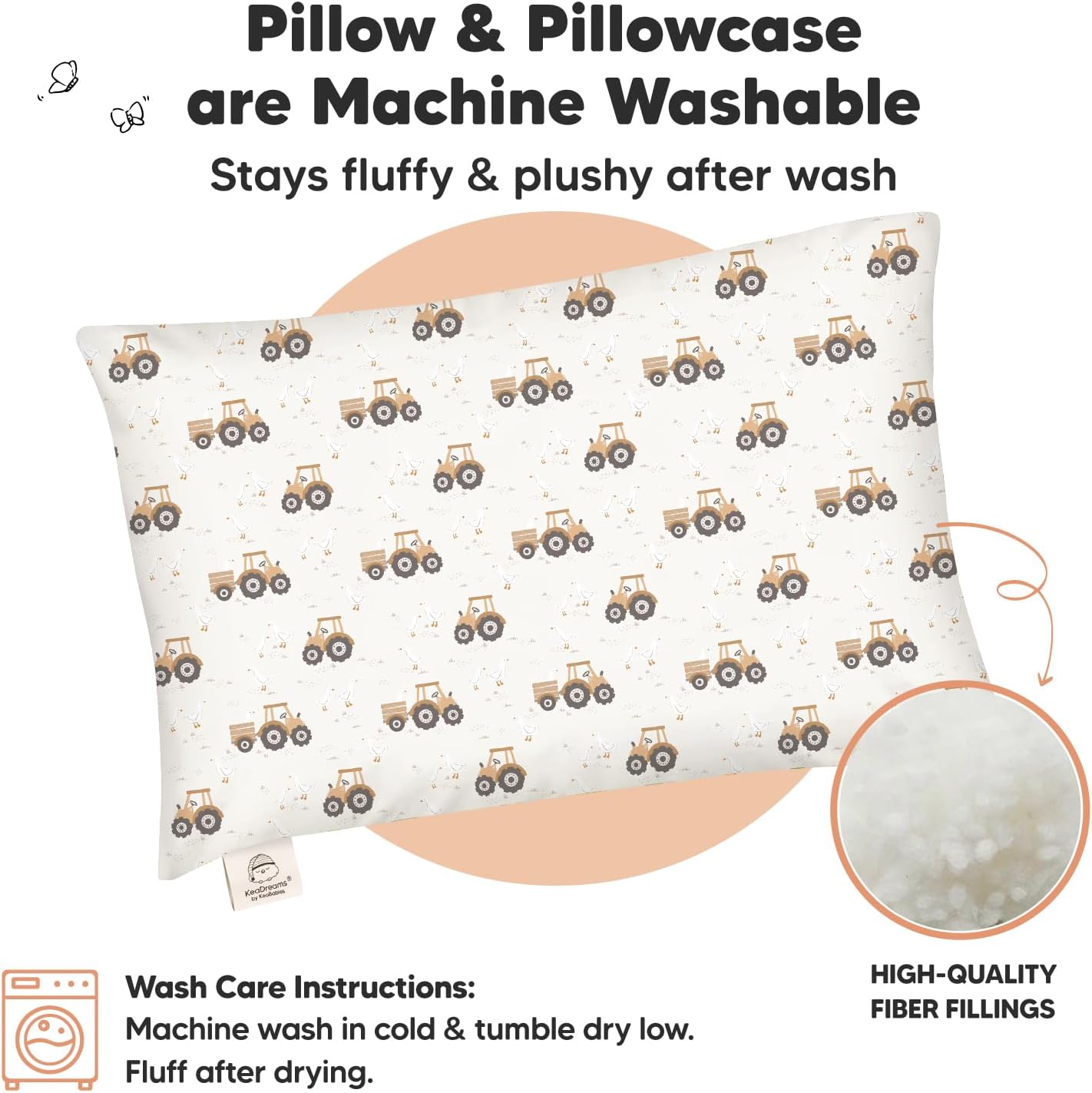 Toddler Pillow with Pillowcase - 13x18 My Little Dreamy Kids Travel Bed Pillows for Sleeping, Organic Cotton Small Pillowcase, Soft &…