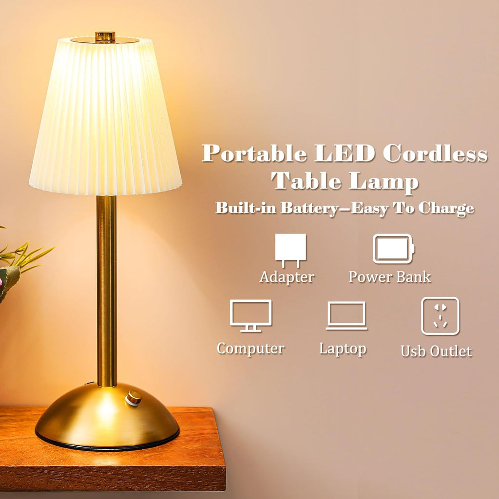 Liliful 6 Pcs Cordless Table Lamp Rechargeable Touch LED Small Gold Portable Battery Operated USB-c Desk Lamp 3 Color Dimmable for…