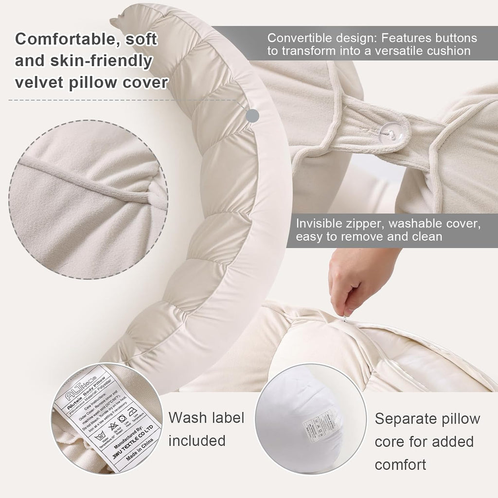 Peallow(Pat. Pend) – Long Round Body Pillow for Adults, Bolster Pillow for Sleeping, Soft and Supportive Pillow for Sleeping & Lumbar…
