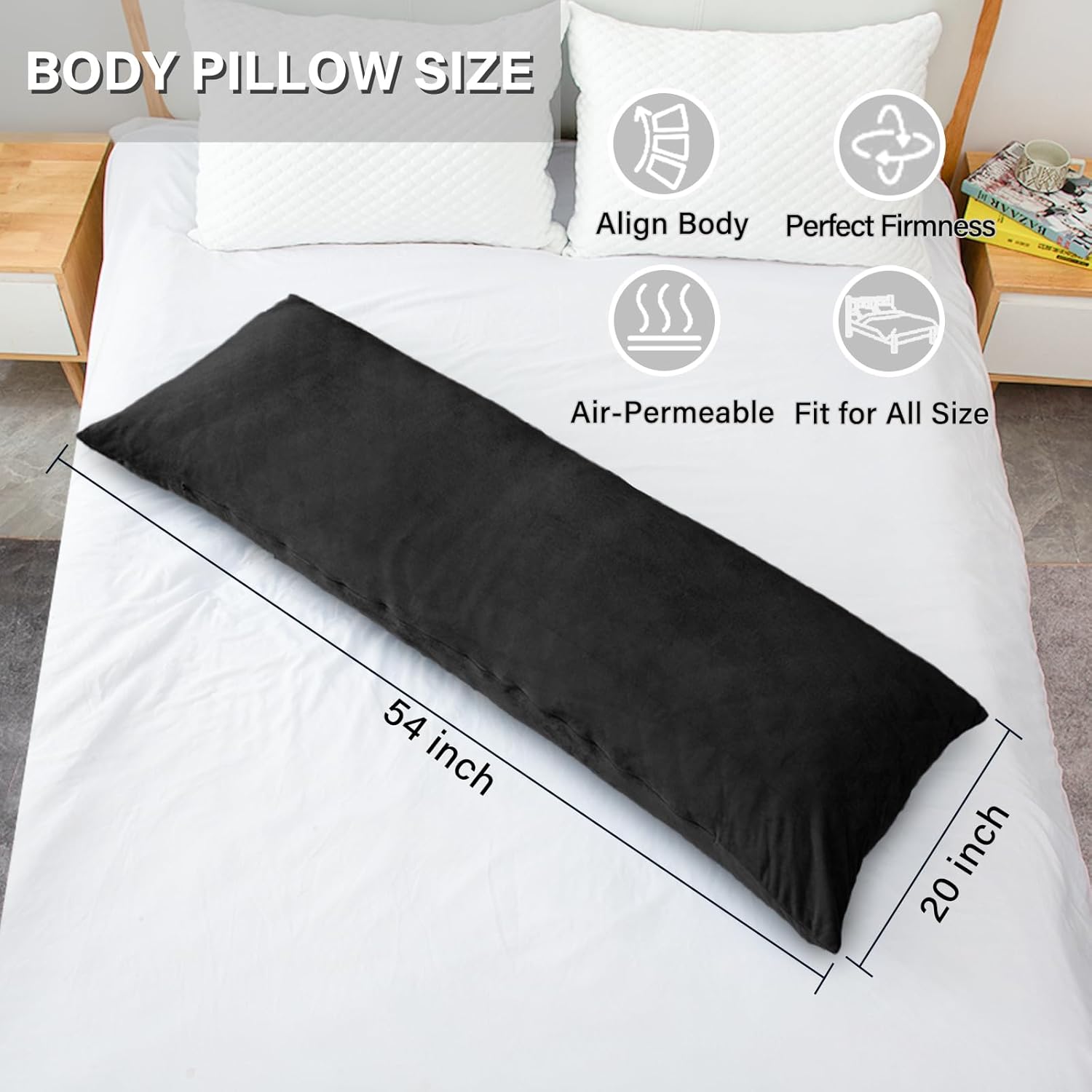 1 MIDDLE ONE Body Pillow, Memory Foam Body Pillows for Adults Sleeping, Long Pillow for Bed, Big Large Firm Full Body Pillow for Side…