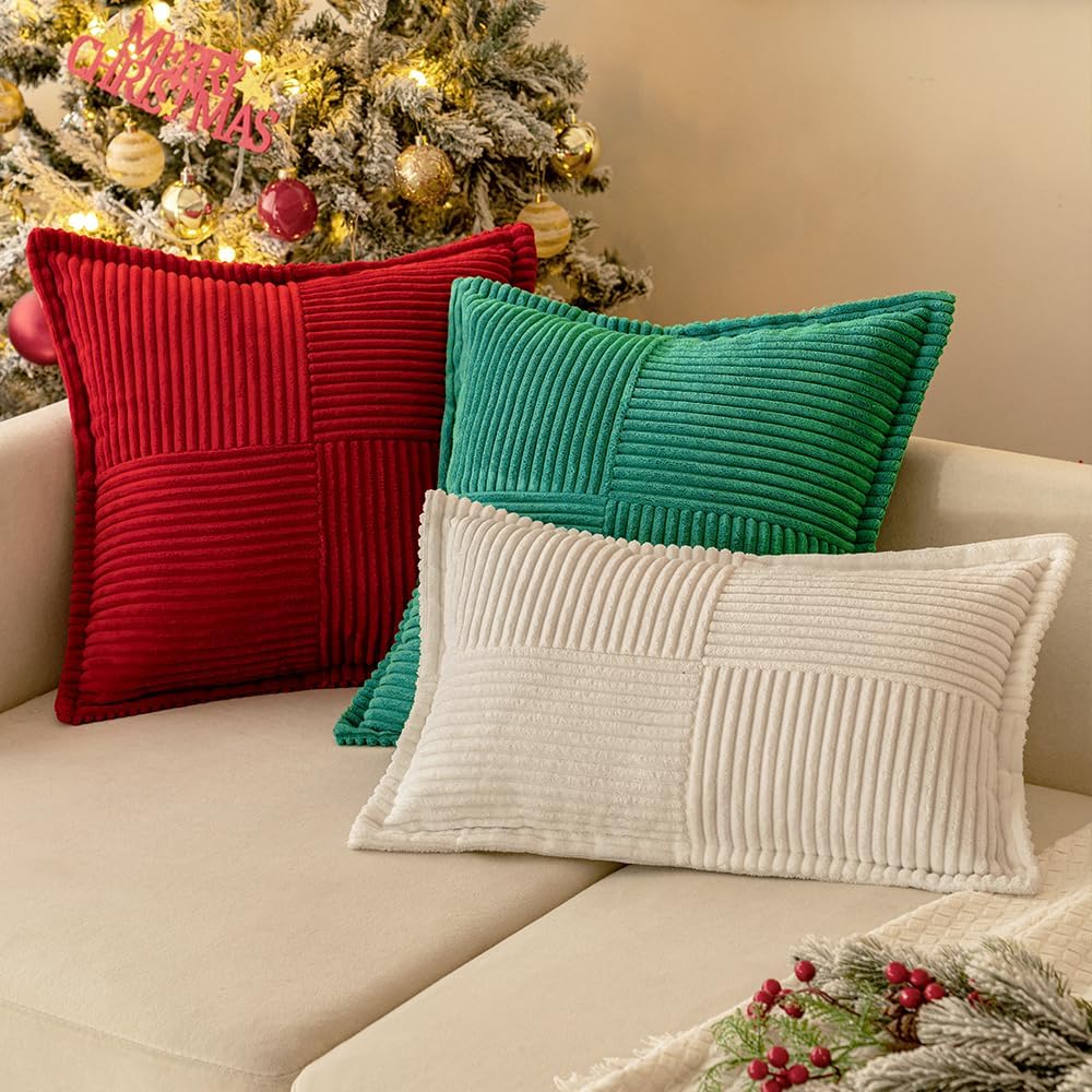 MIULEE Decorative Euro Sham Throw Pillow Covers for Couch Bed Livingroom 24x24 Inch Set of 2 Red Boho Accent Throw Pllows Broadside…