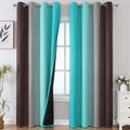 Estelartextiler Estelar Textiler Teal and Brown Blackout Curtains for Bedroom, Thermal Insulated Drapes 108 Inches Long, Full Light Blockin…