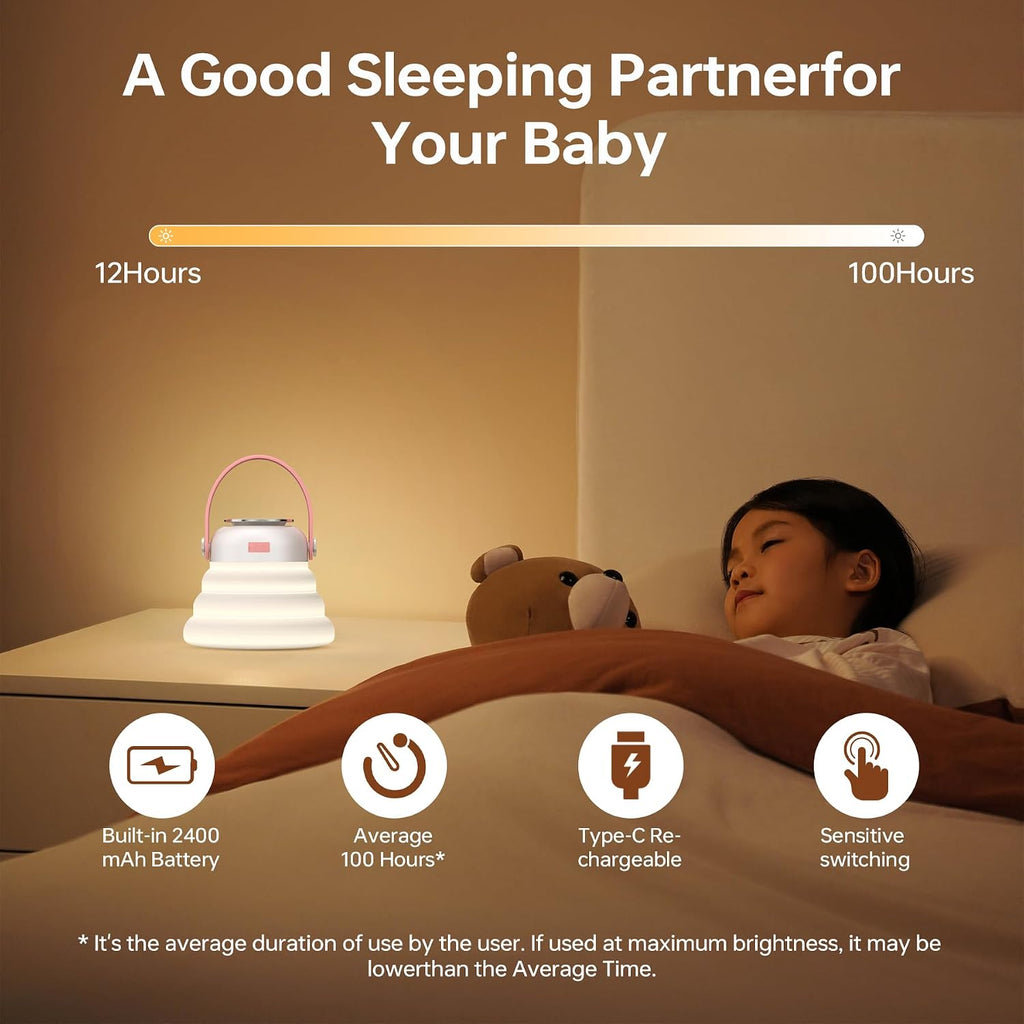 Wapentake® Baby Night Light, Featuring 12 Color Options and stepless dimming, Made of Soft Silicone, Foldable for Storage, and…