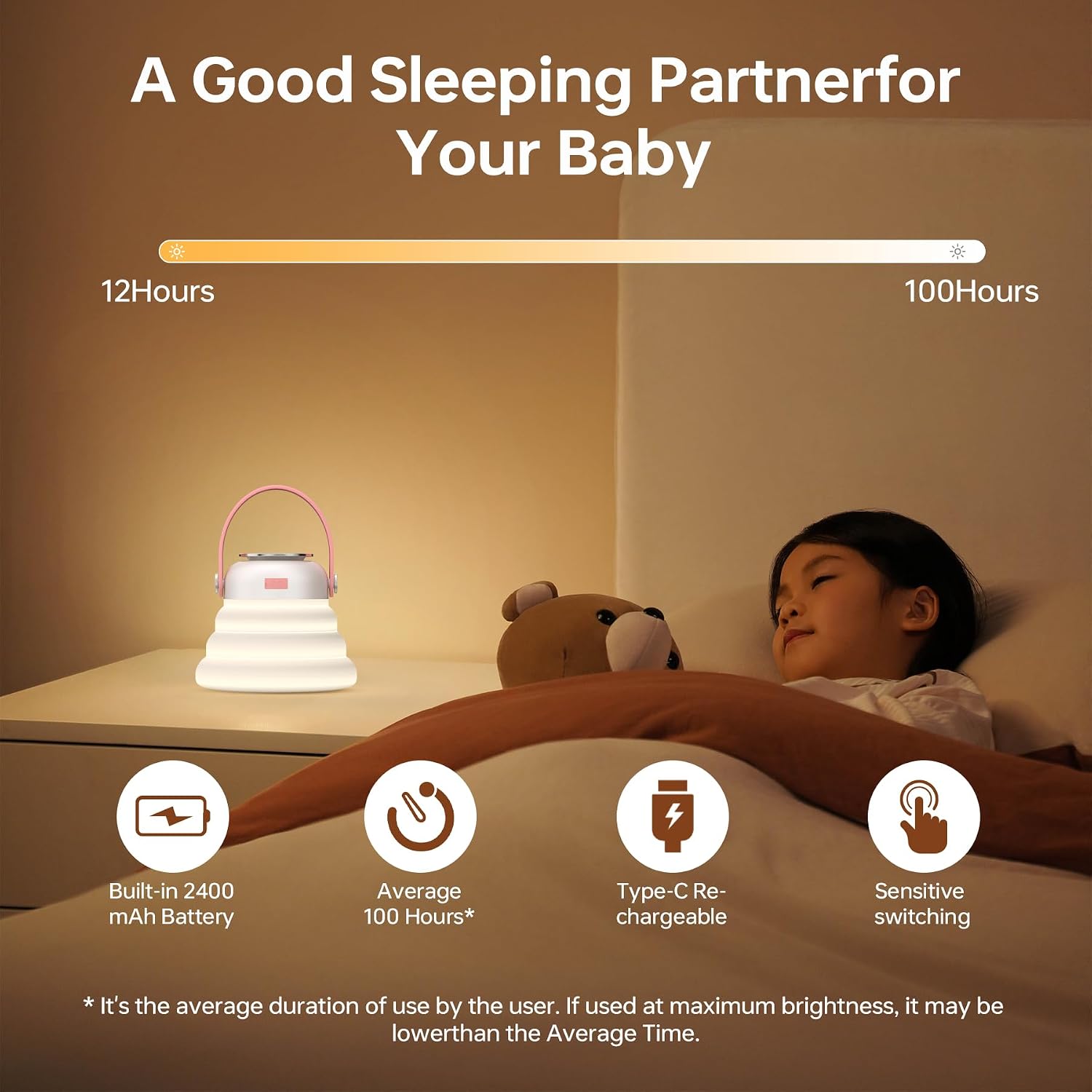 Wapentake® Baby Night Light, Featuring 12 Color Options and stepless dimming, Made of Soft Silicone, Foldable for Storage, and…